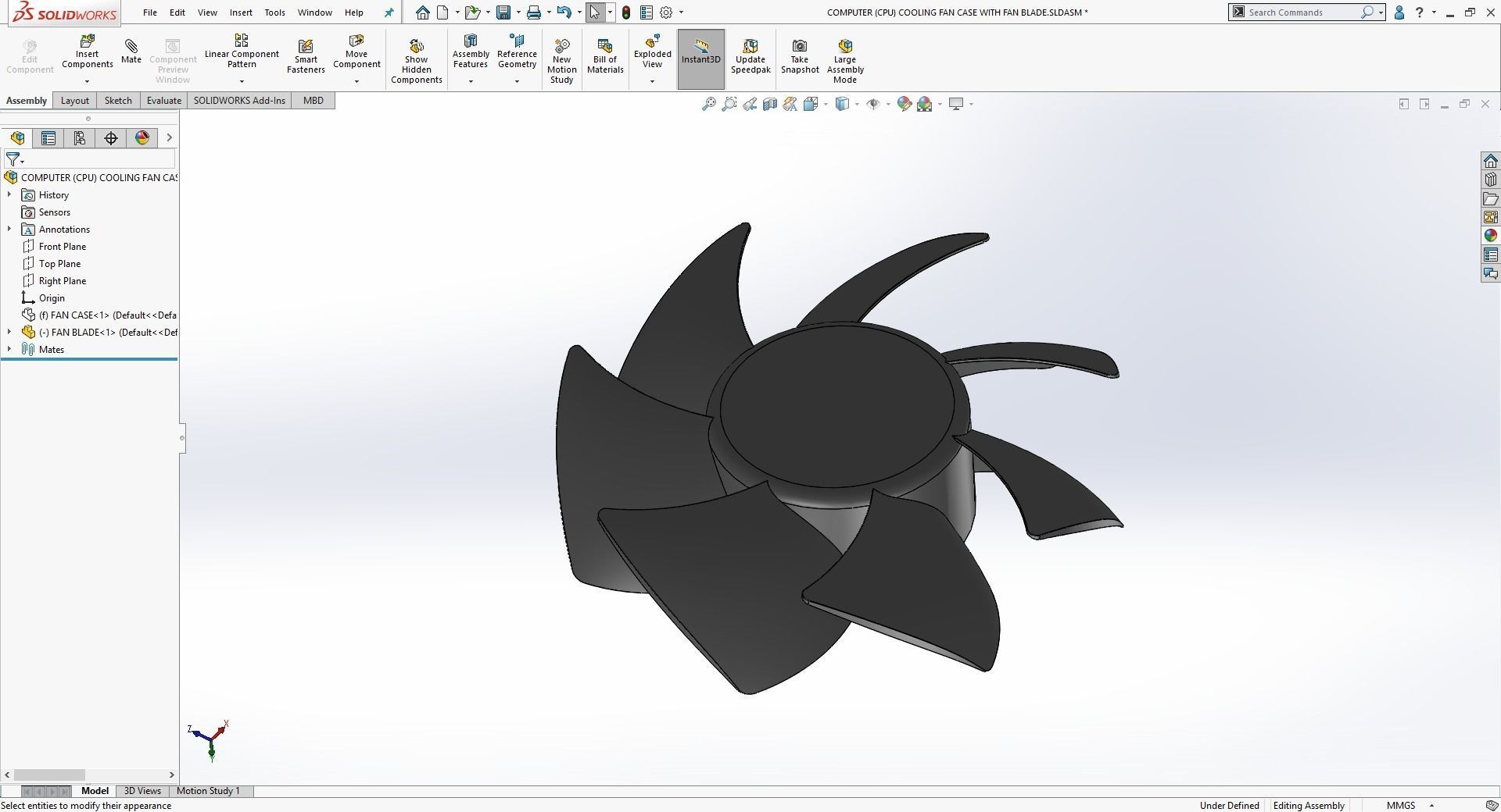 Computer Cooling Fan Case with Fan Blade 3D print model_8