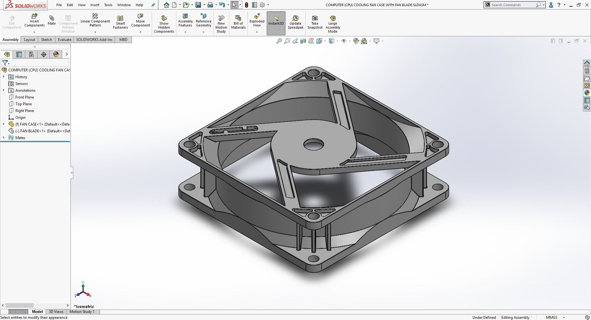 Computer Cooling Fan Case with Fan Blade 3D print model_6