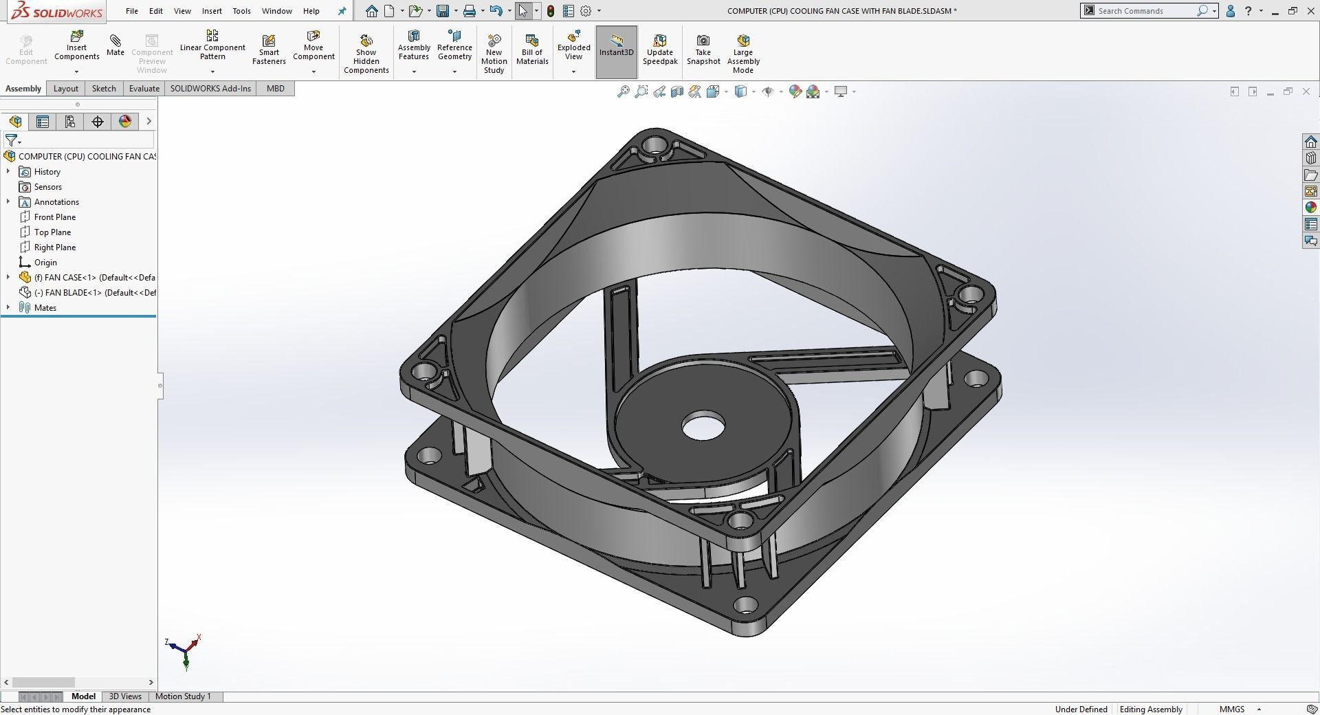 Computer Cooling Fan Case with Fan Blade 3D print model_7
