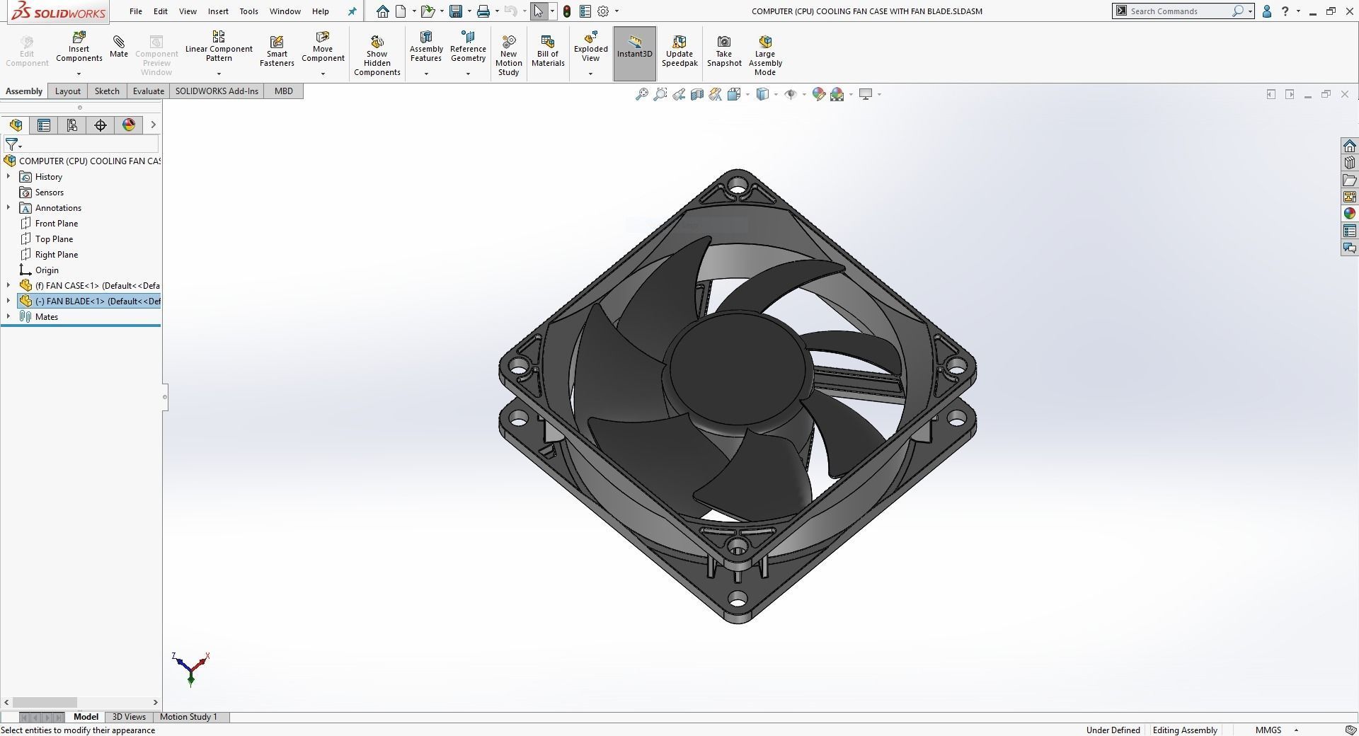 Computer Cooling Fan Case with Fan Blade 3D print model_4