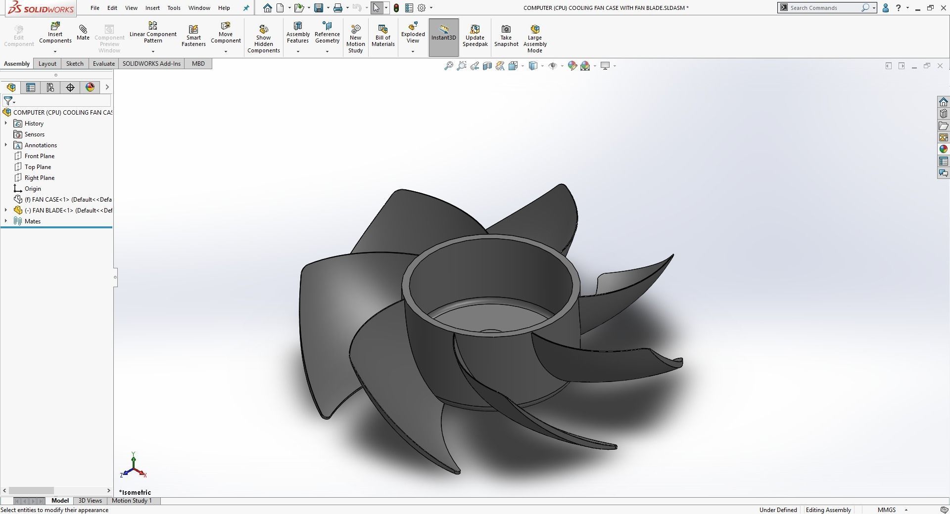 Computer Cooling Fan Case with Fan Blade 3D print model_9
