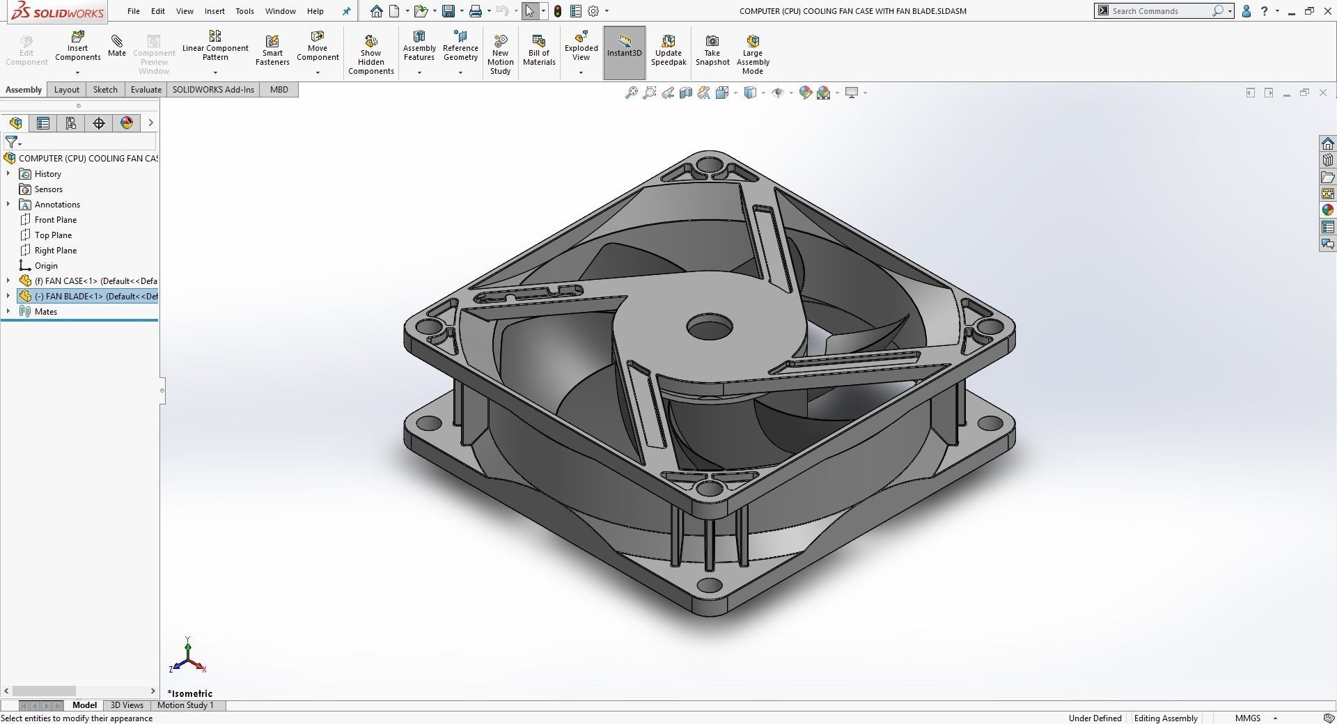Computer Cooling Fan Case with Fan Blade 3D print model_5