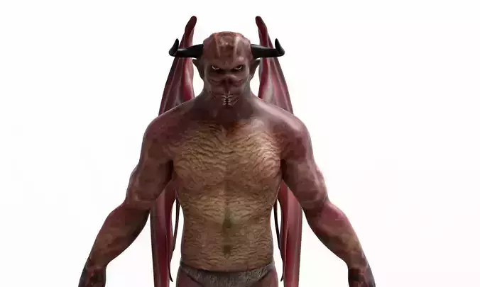 Daemon devil with wings Low-poly 3D model