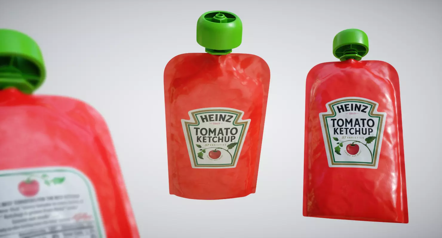 Ketchup Sachets Low-poly 3D model_0