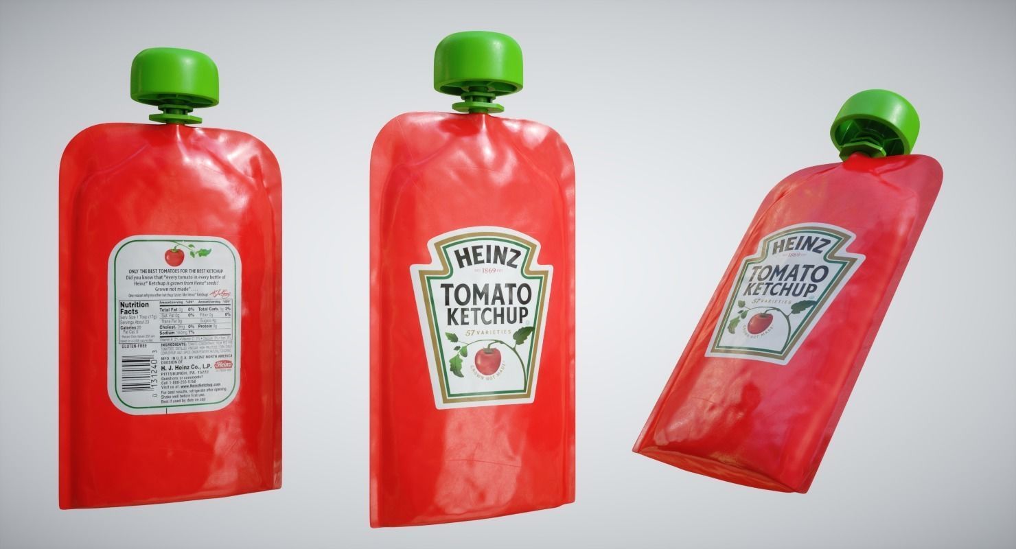 Ketchup Sachets Low-poly 3D model_2