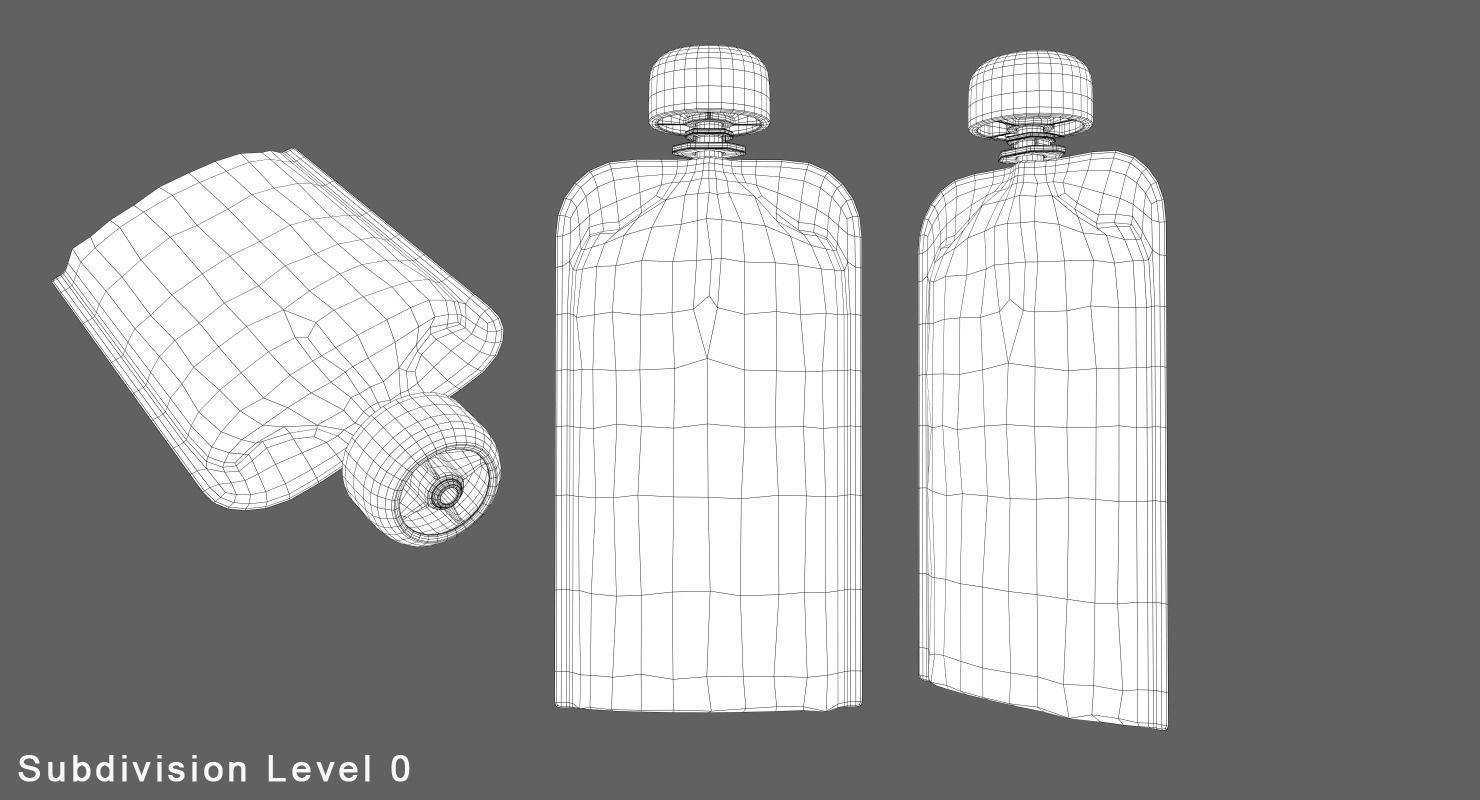 Ketchup Sachets Low-poly 3D model_5