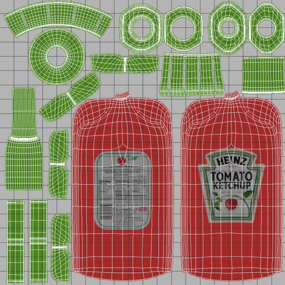 Ketchup Sachets Low-poly 3D model_7