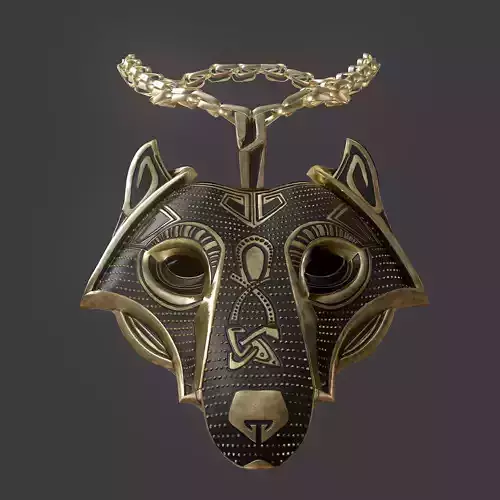 Wolf Pendant Low-poly 3D model