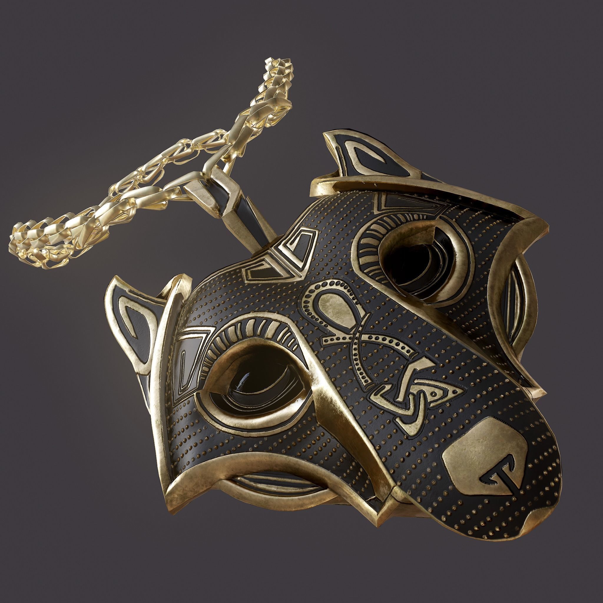 Wolf Pendant Low-poly 3D model_15