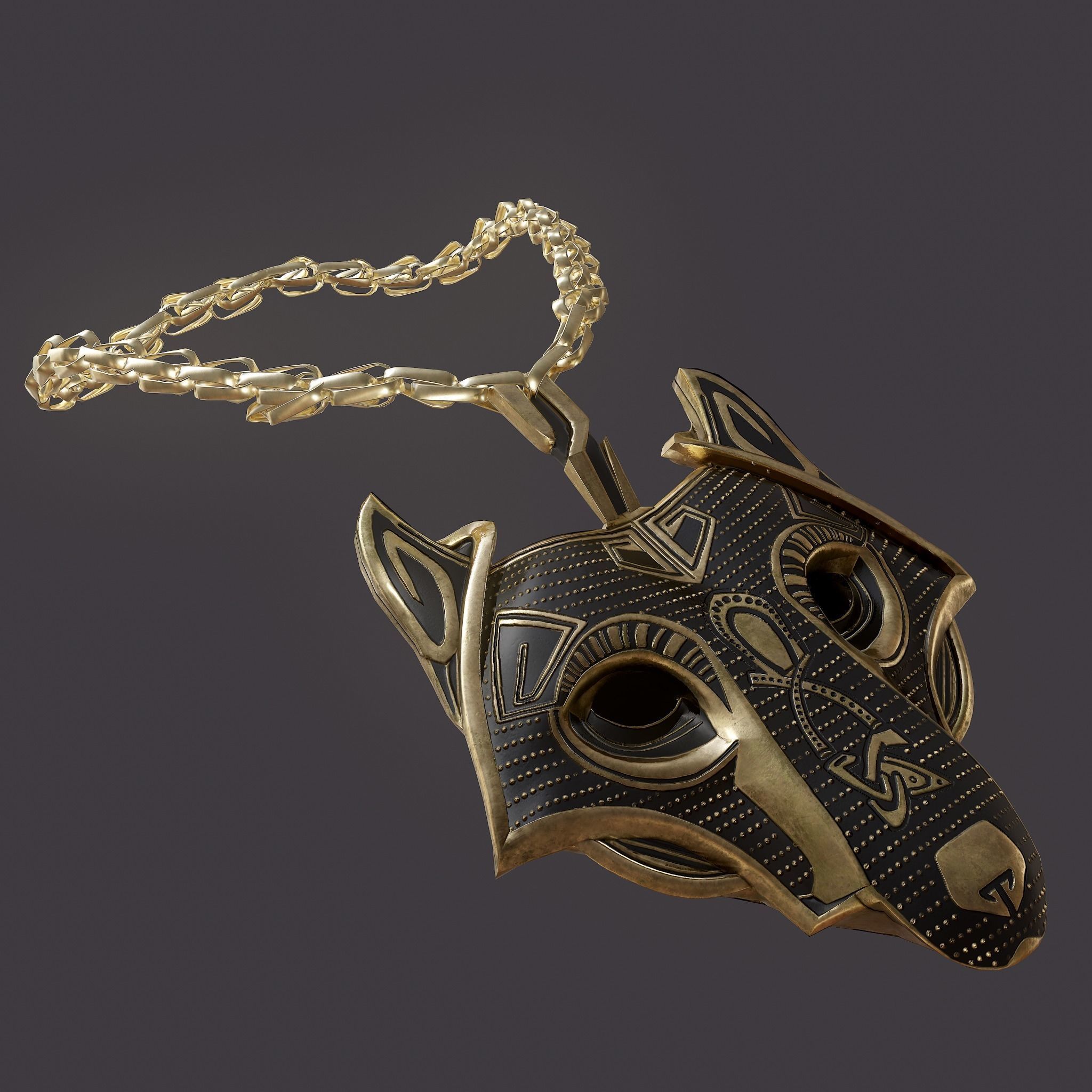 Wolf Pendant Low-poly 3D model_2