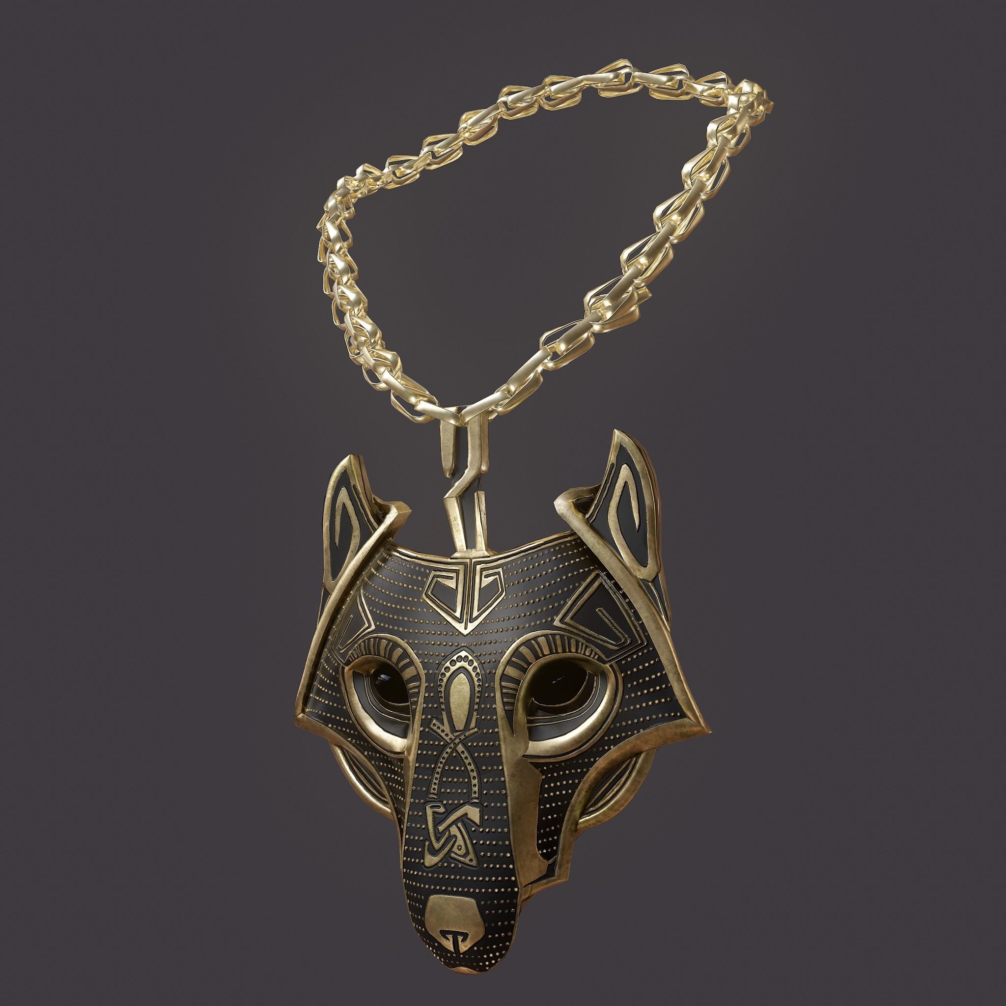 Wolf Pendant Low-poly 3D model_12