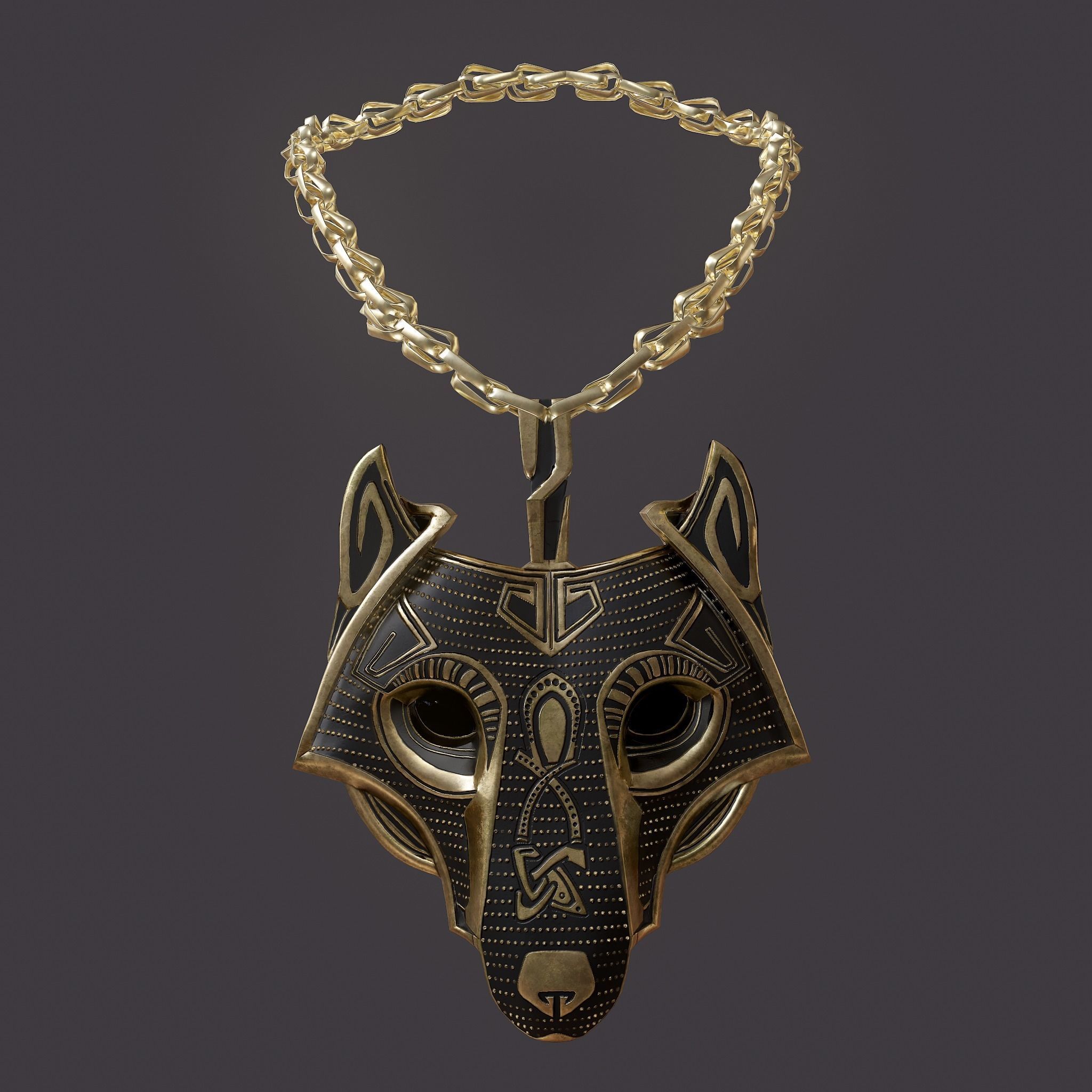 Wolf Pendant Low-poly 3D model_11
