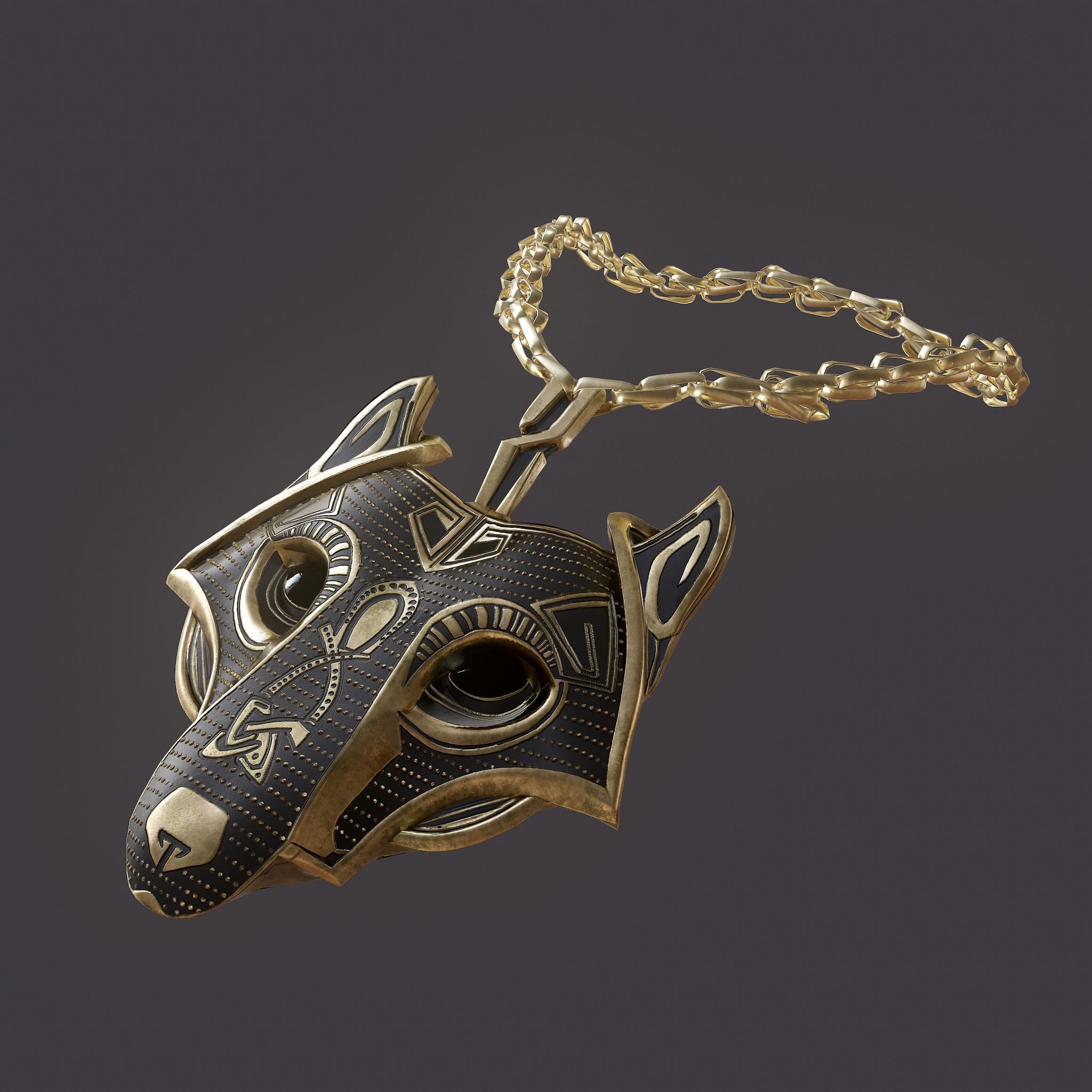 Wolf Pendant Low-poly 3D model_10