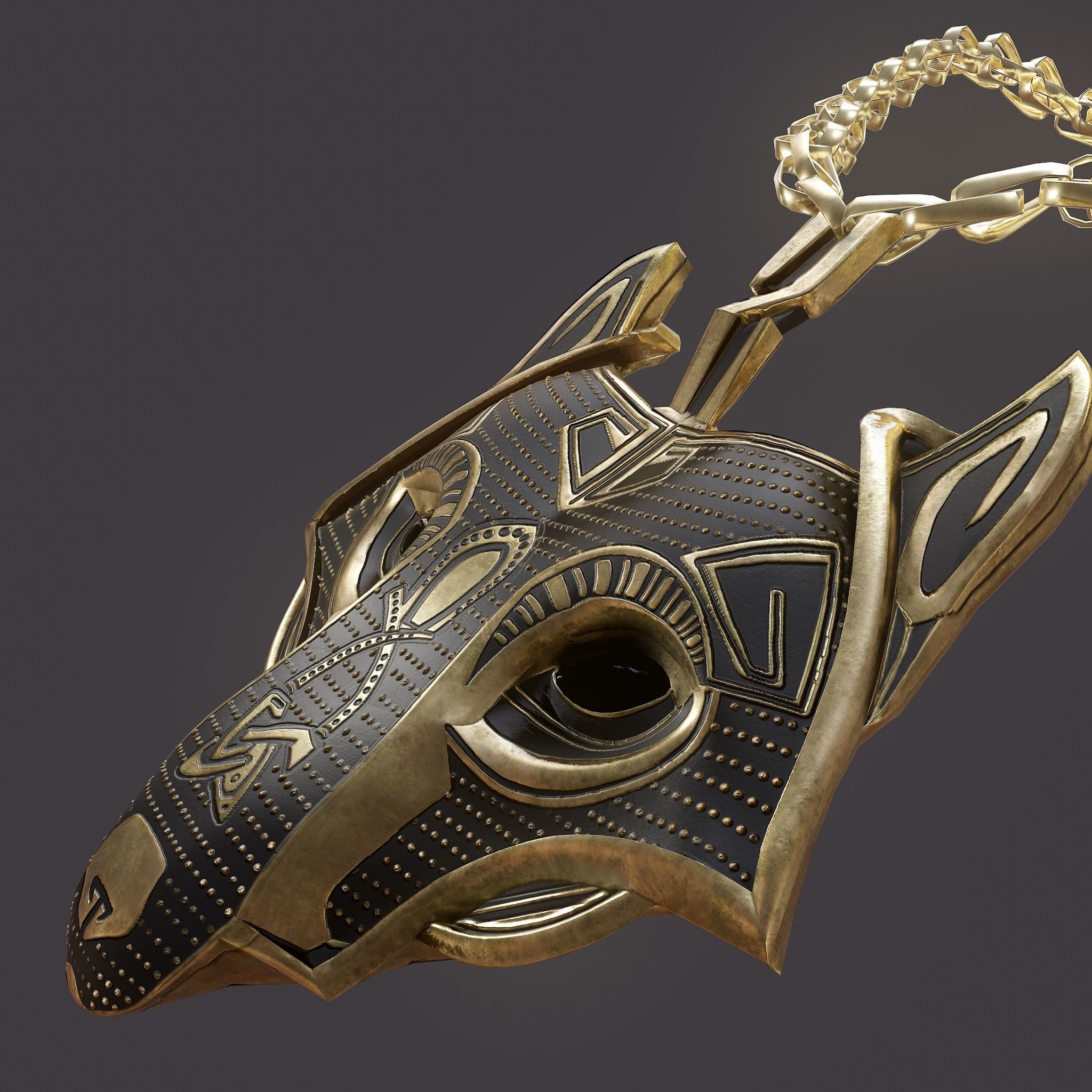 Wolf Pendant Low-poly 3D model_16