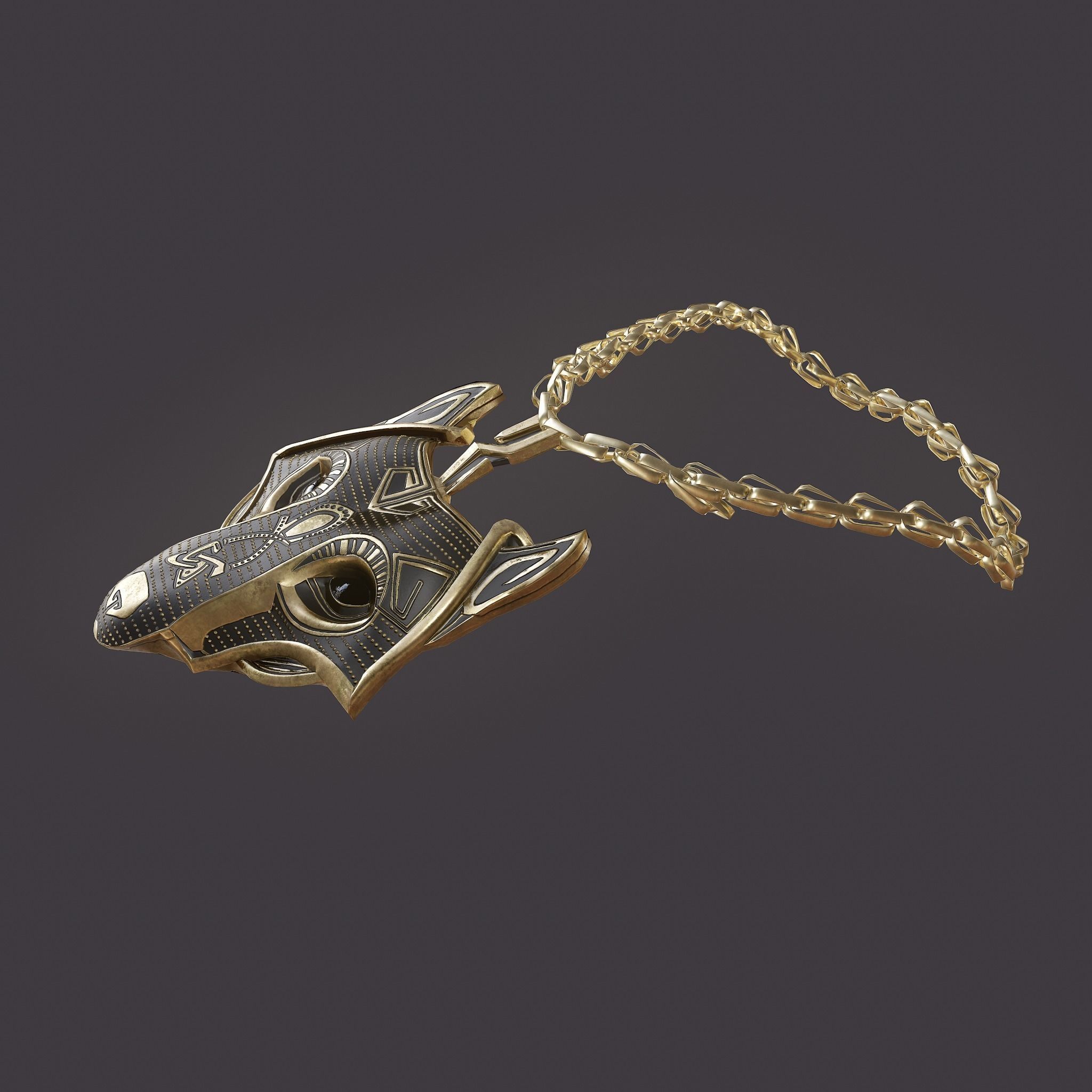 Wolf Pendant Low-poly 3D model_9