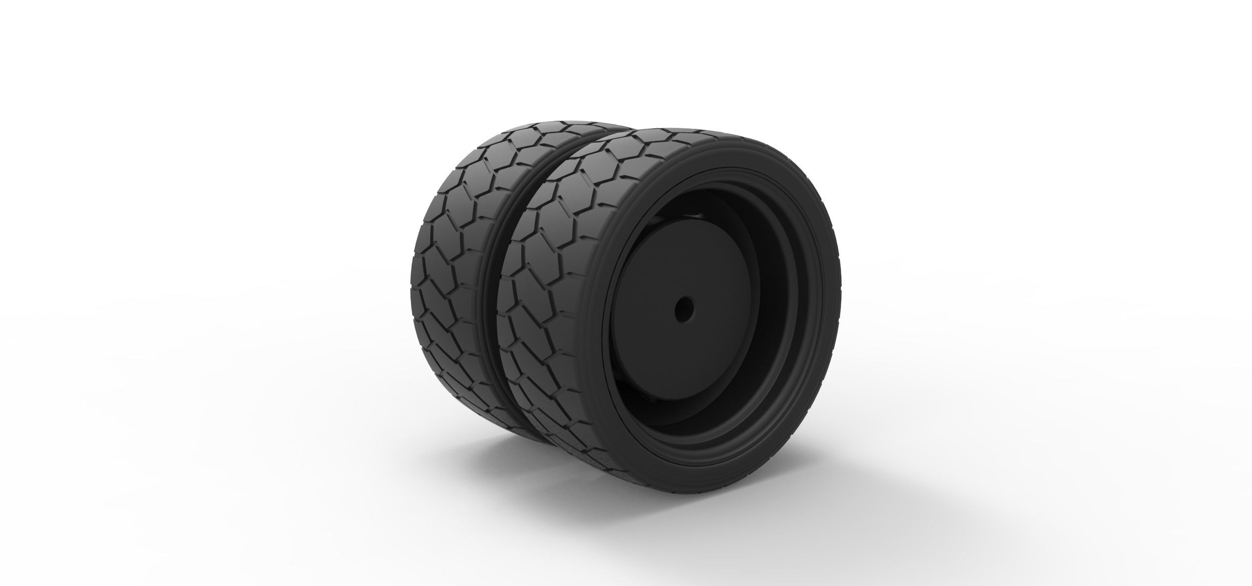 Low profile double wheel 3D print model_3
