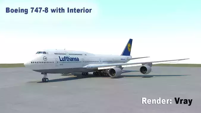 B 747-8 with Interior  3D model