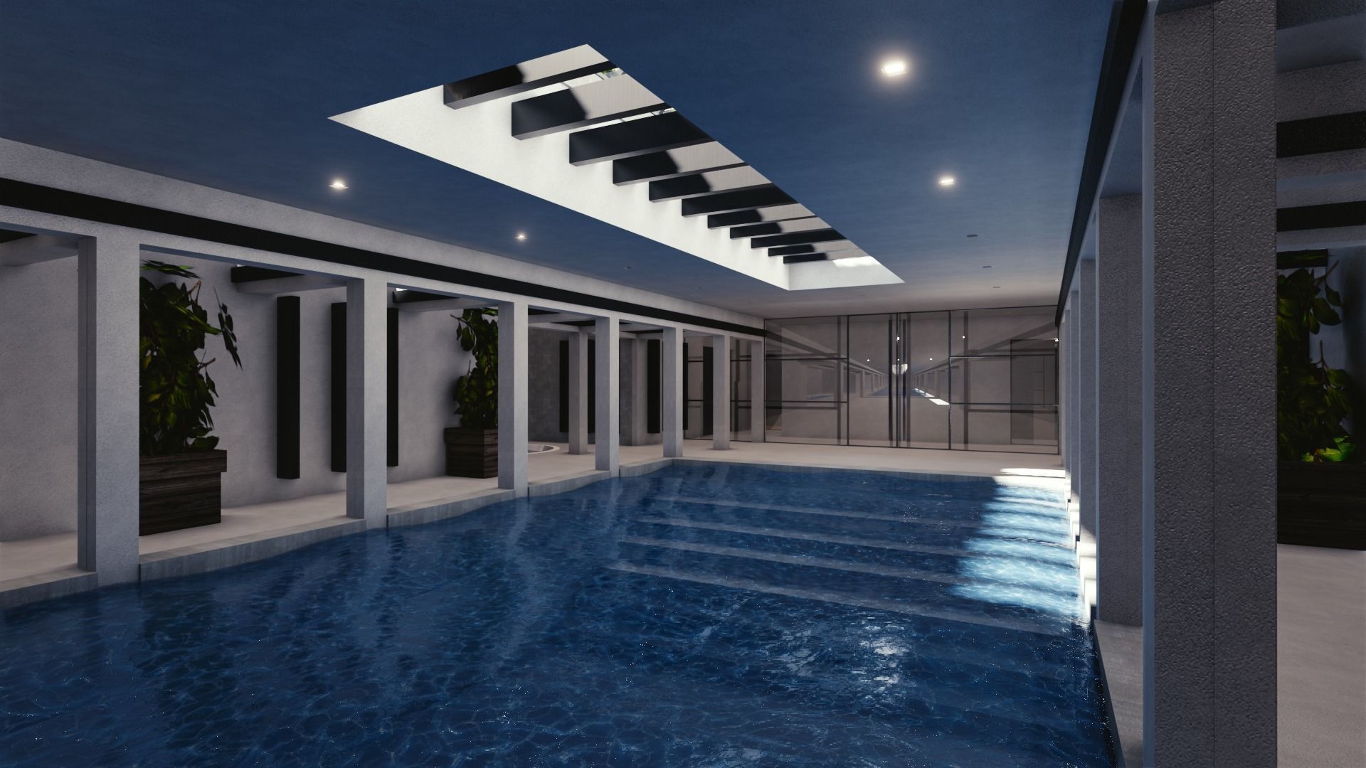 Blender Eevee Modern Mansion Low-poly 3D model_38