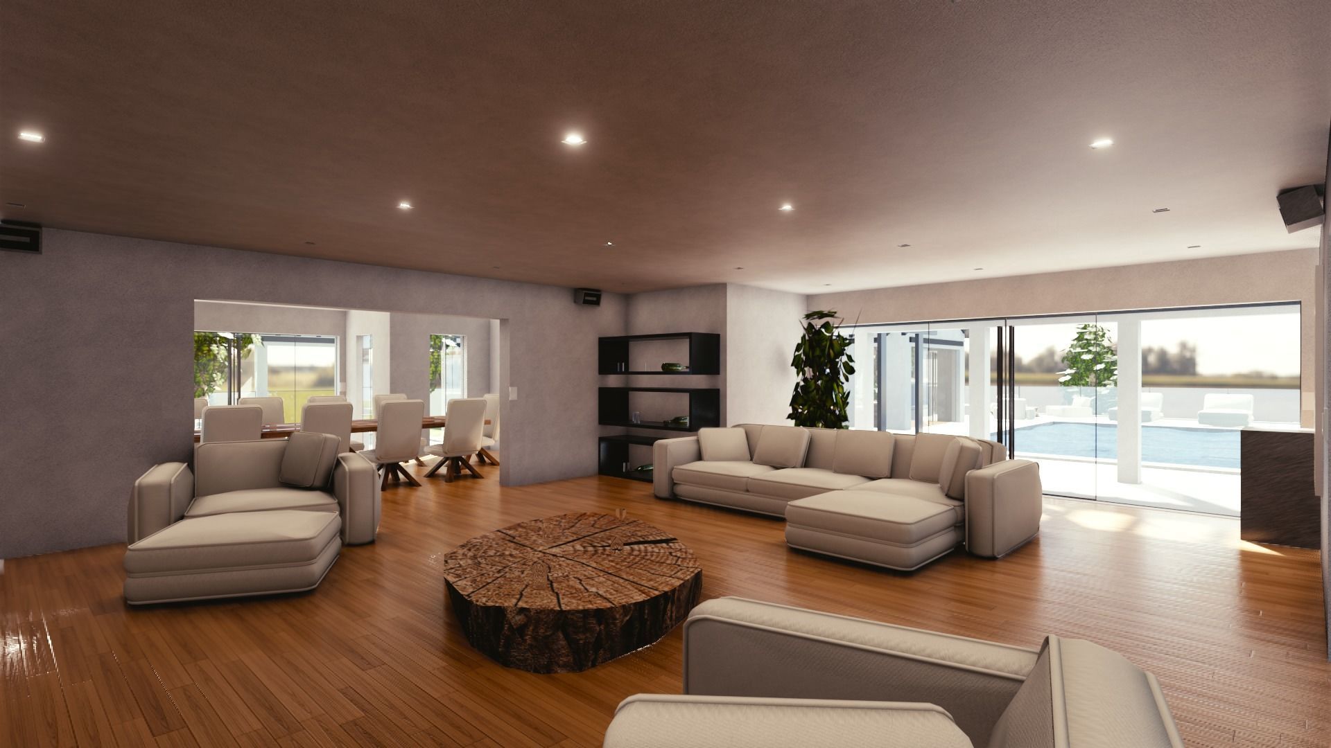 Blender Eevee Modern Mansion Low-poly 3D model_22