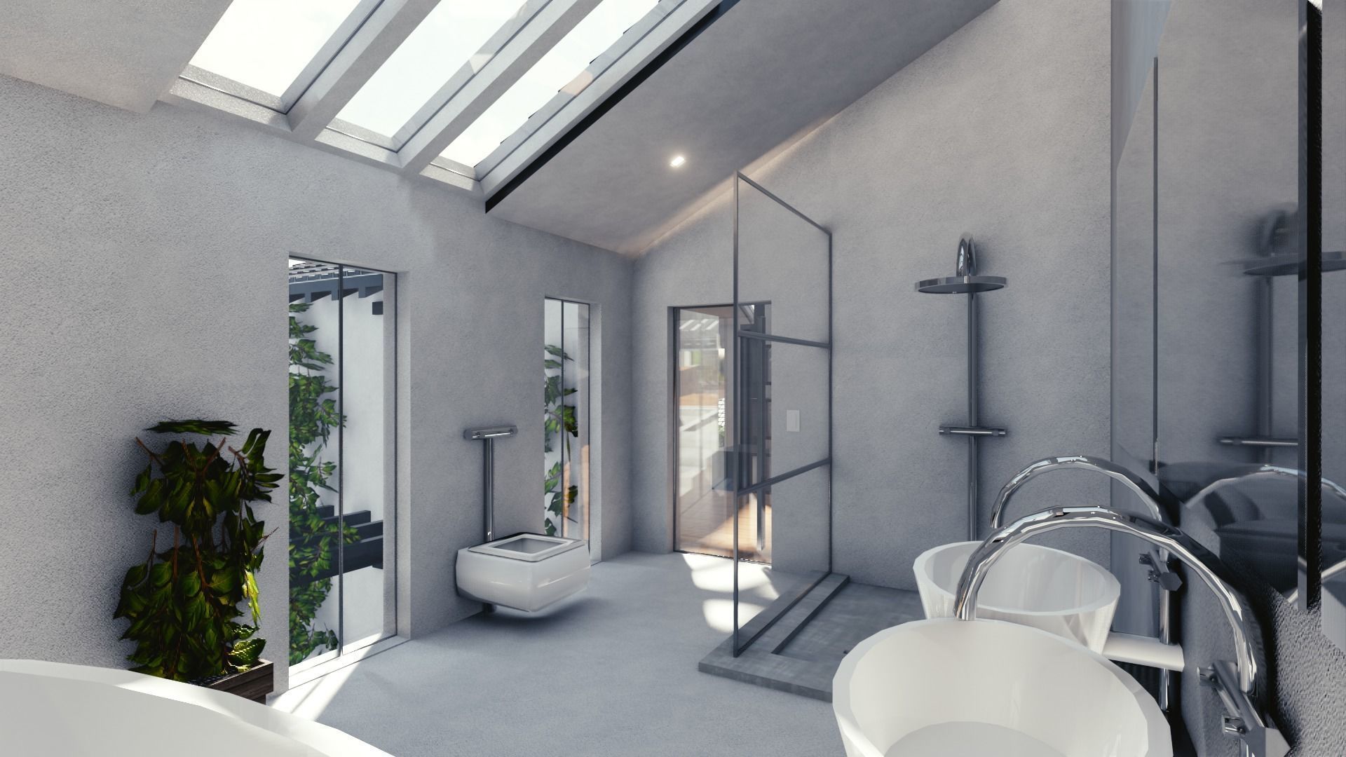 Blender Eevee Modern Mansion Low-poly 3D model_34