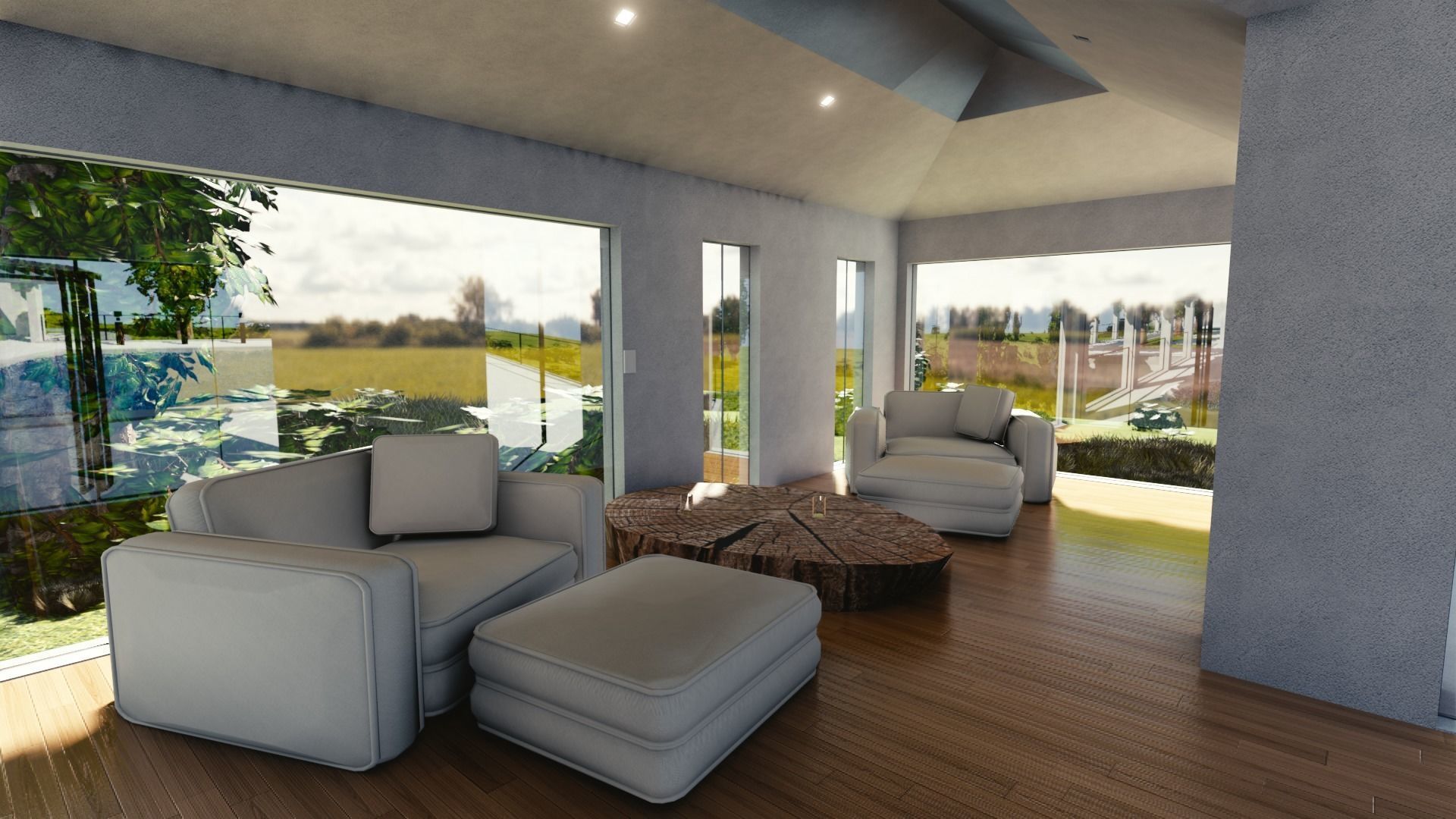 Blender Eevee Modern Mansion Low-poly 3D model_48