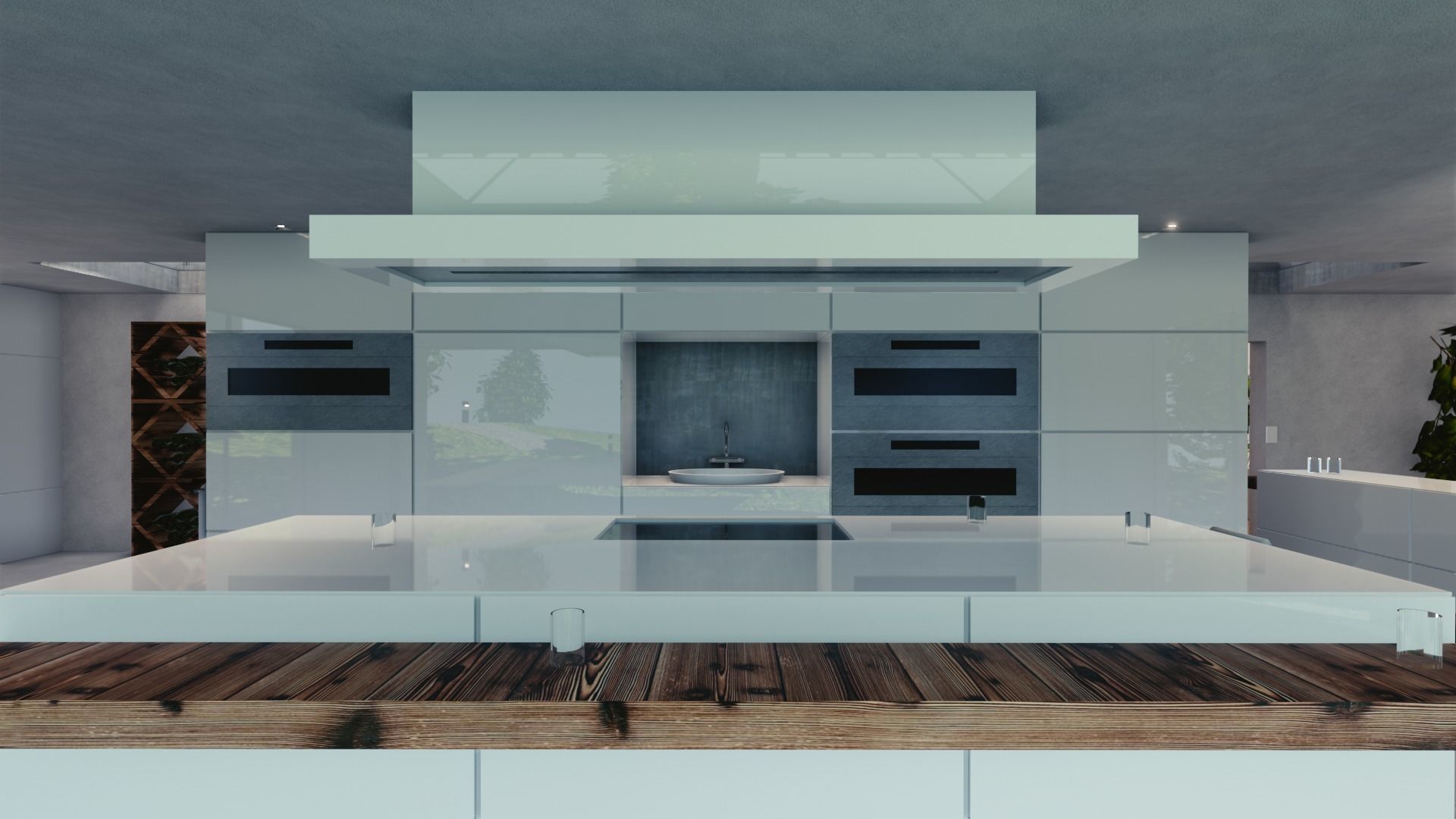 Blender Eevee Modern Mansion Low-poly 3D model_20