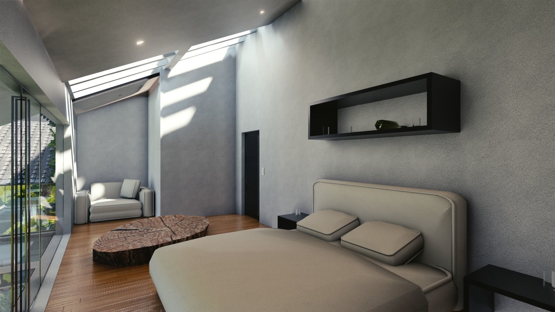 Blender Eevee Modern Mansion Low-poly 3D model_27