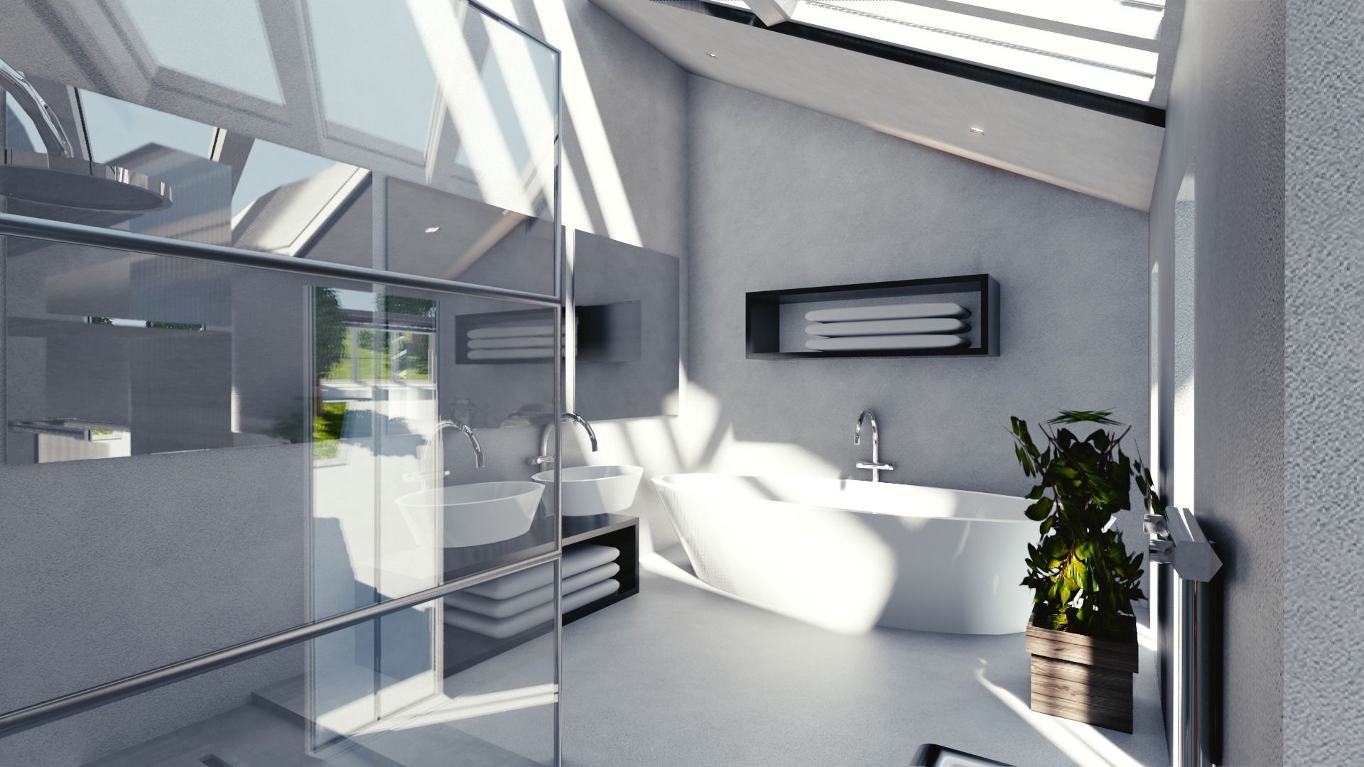 Blender Eevee Modern Mansion Low-poly 3D model_33