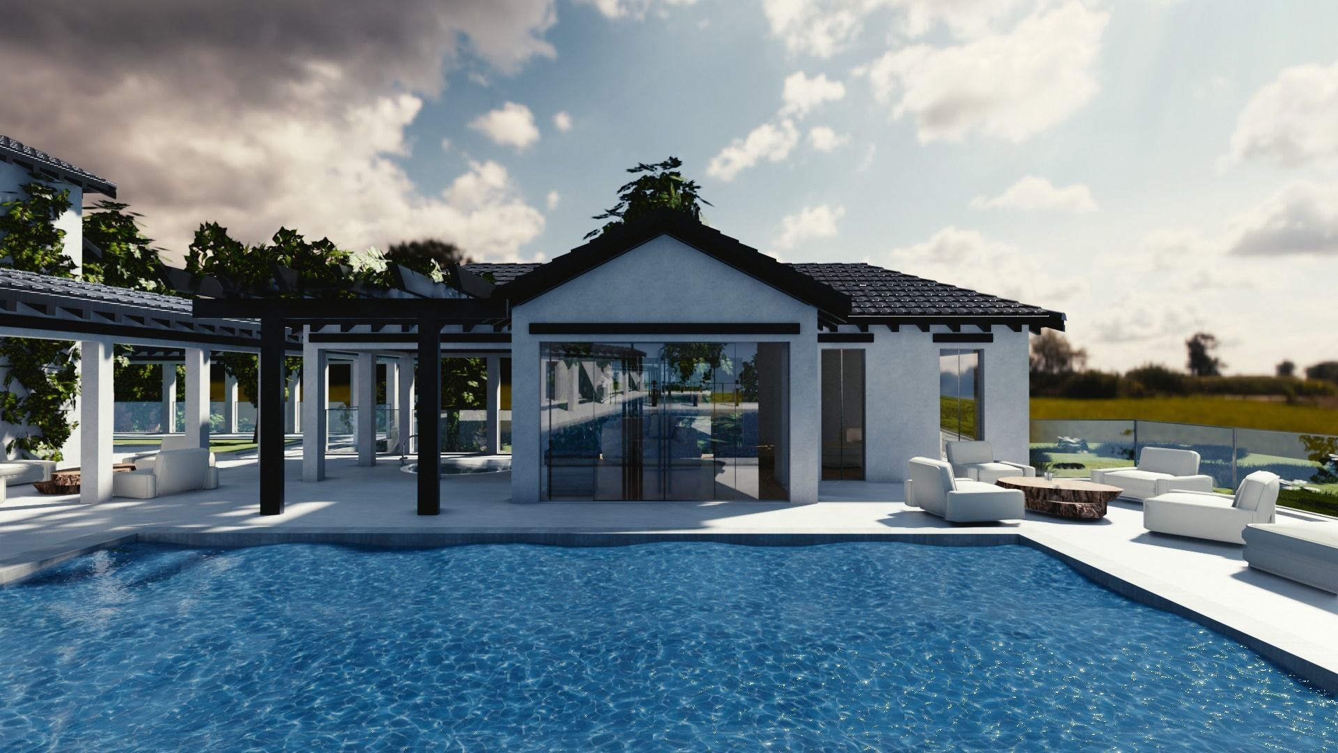 Blender Eevee Modern Mansion Low-poly 3D model_46