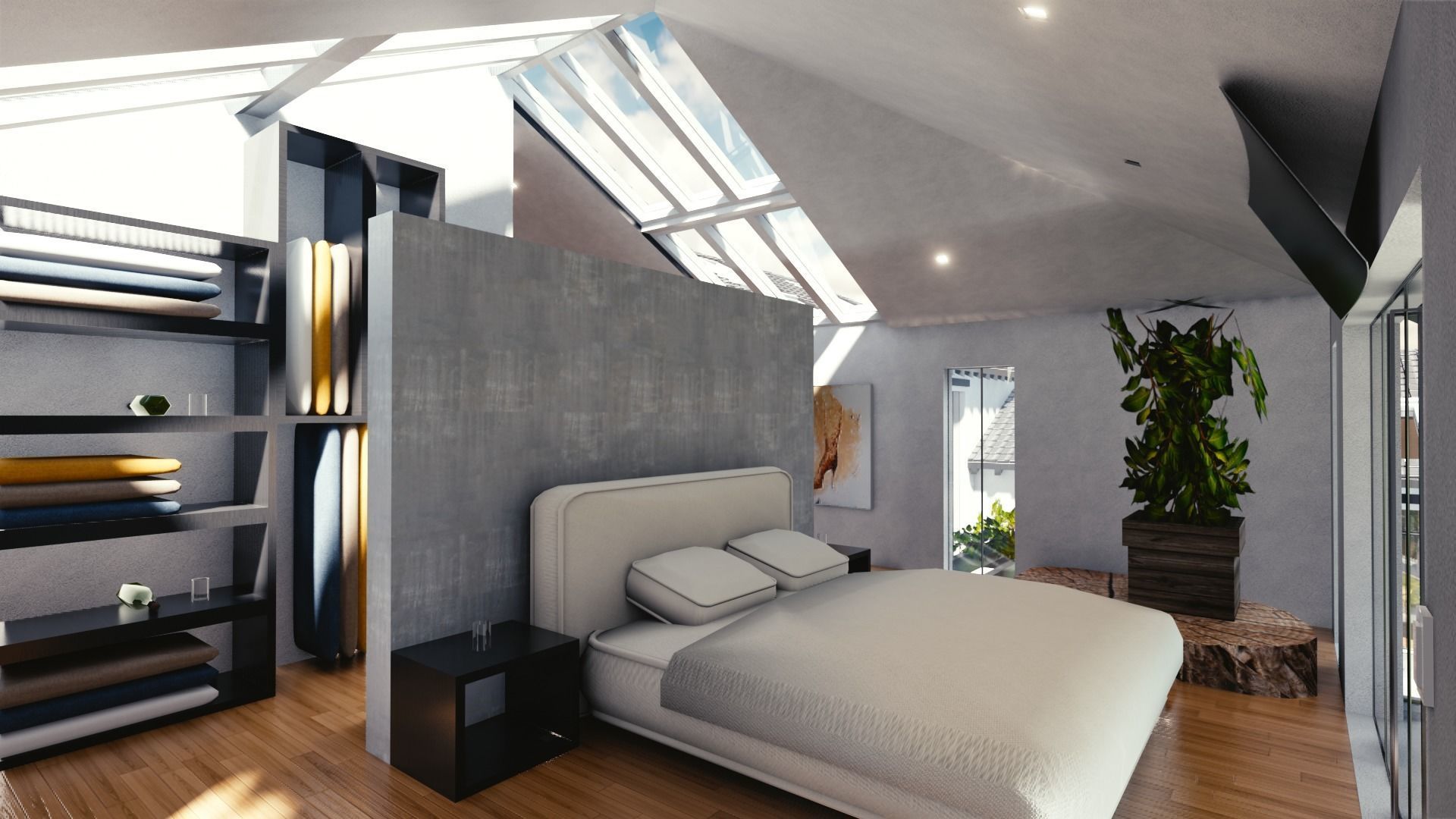 Blender Eevee Modern Mansion Low-poly 3D model_32