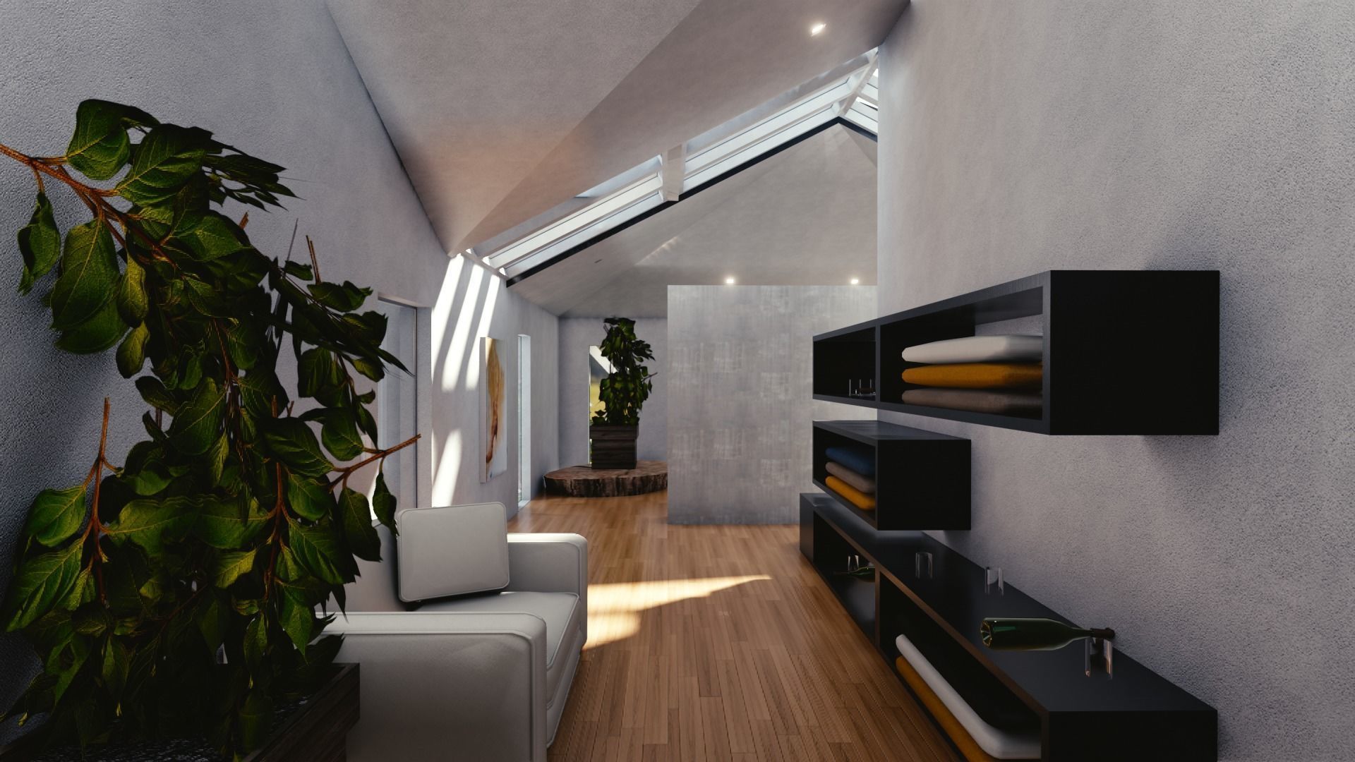 Blender Eevee Modern Mansion Low-poly 3D model_30