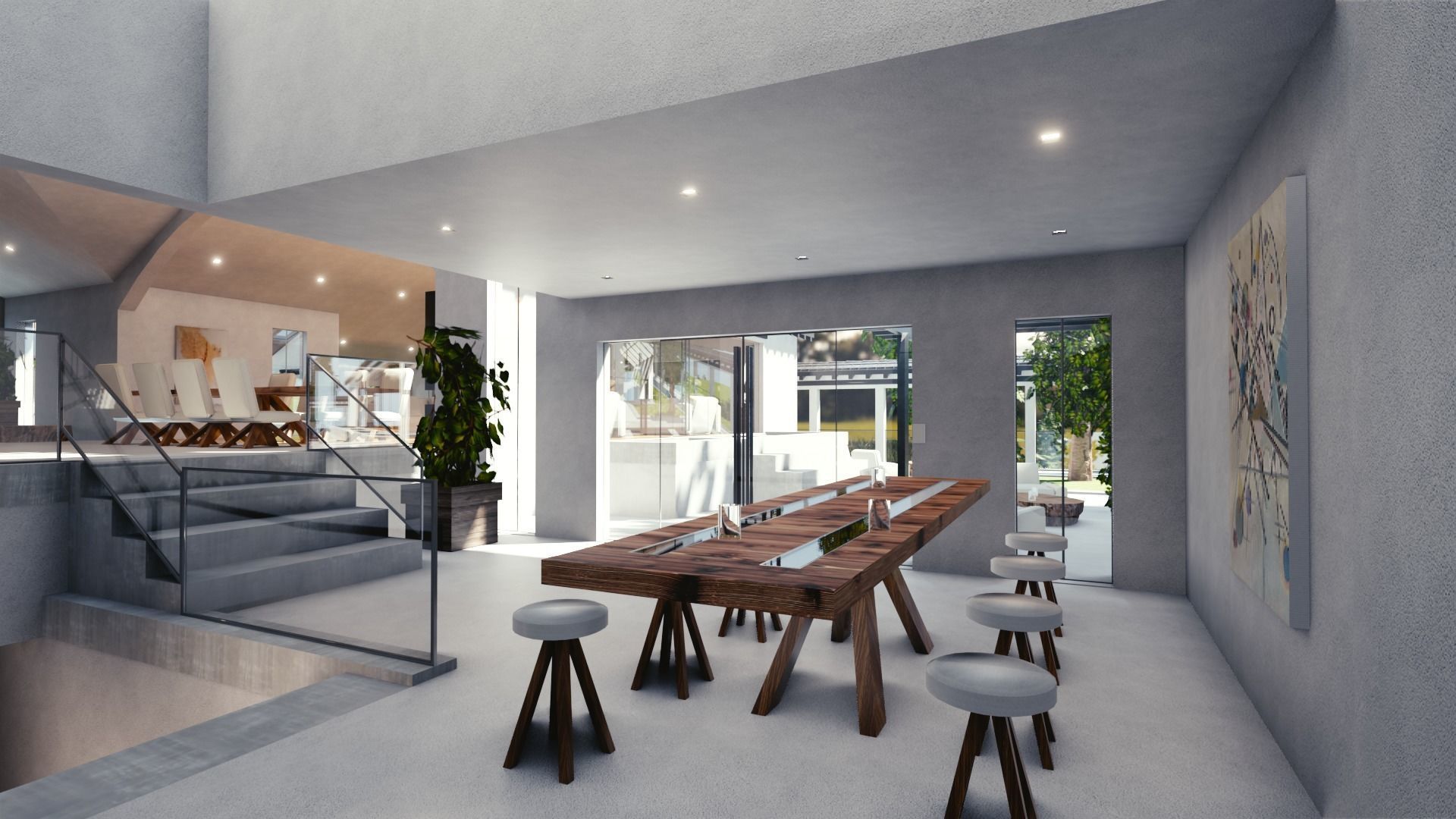 Blender Eevee Modern Mansion Low-poly 3D model_16