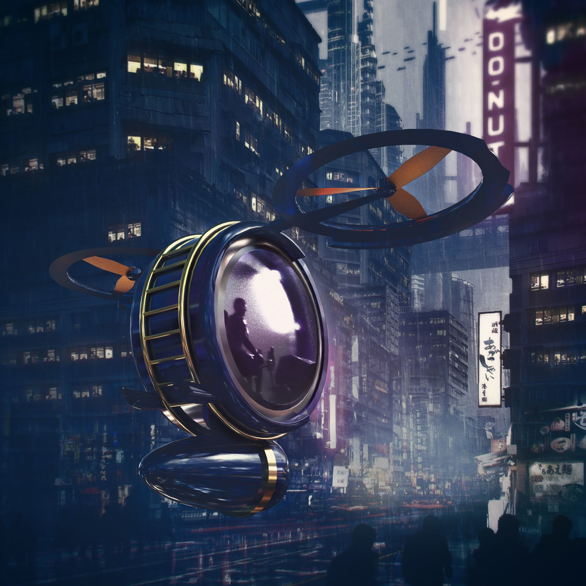 Spaceship hovercraft flying in sky 3D model_6