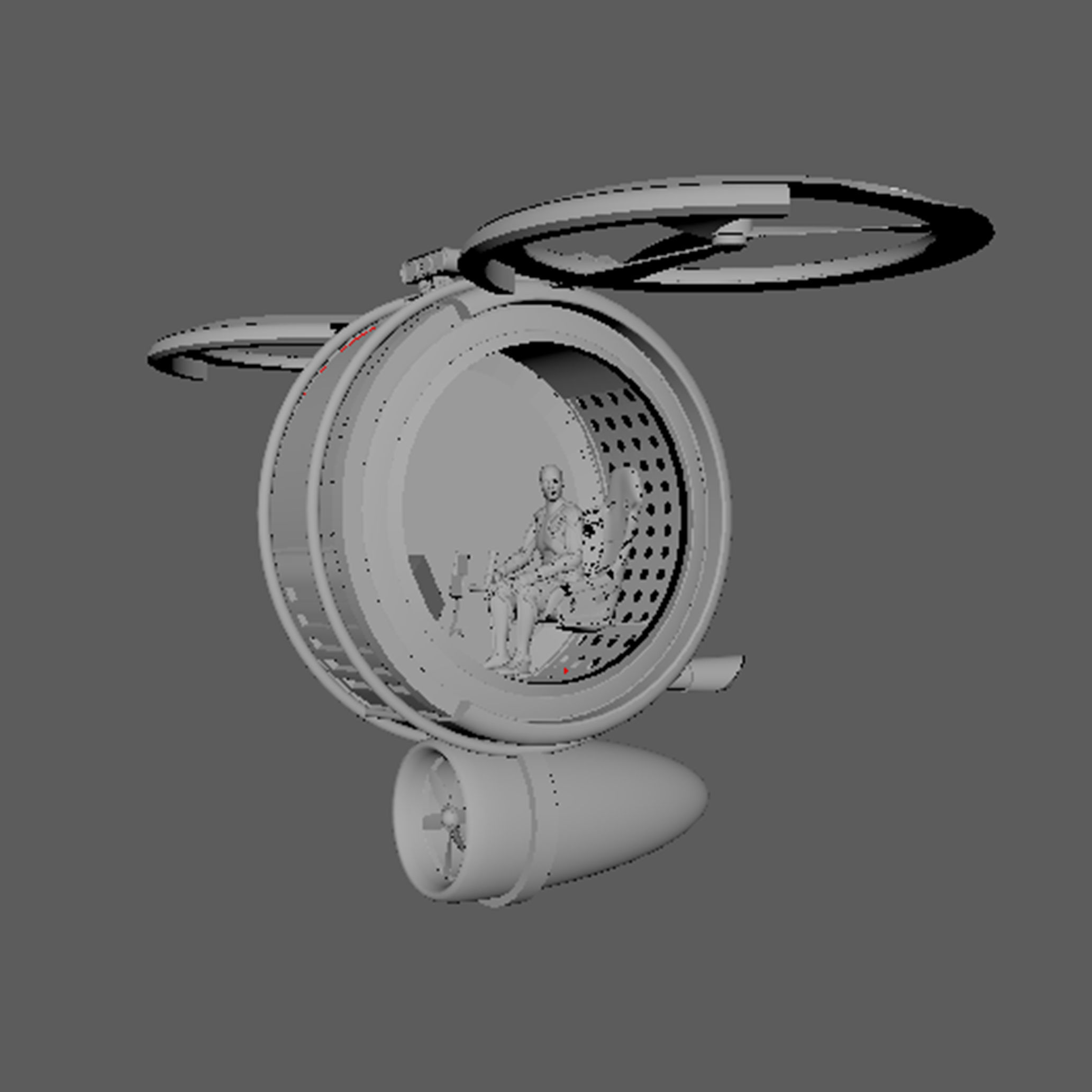 Spaceship hovercraft flying in sky 3D model_7