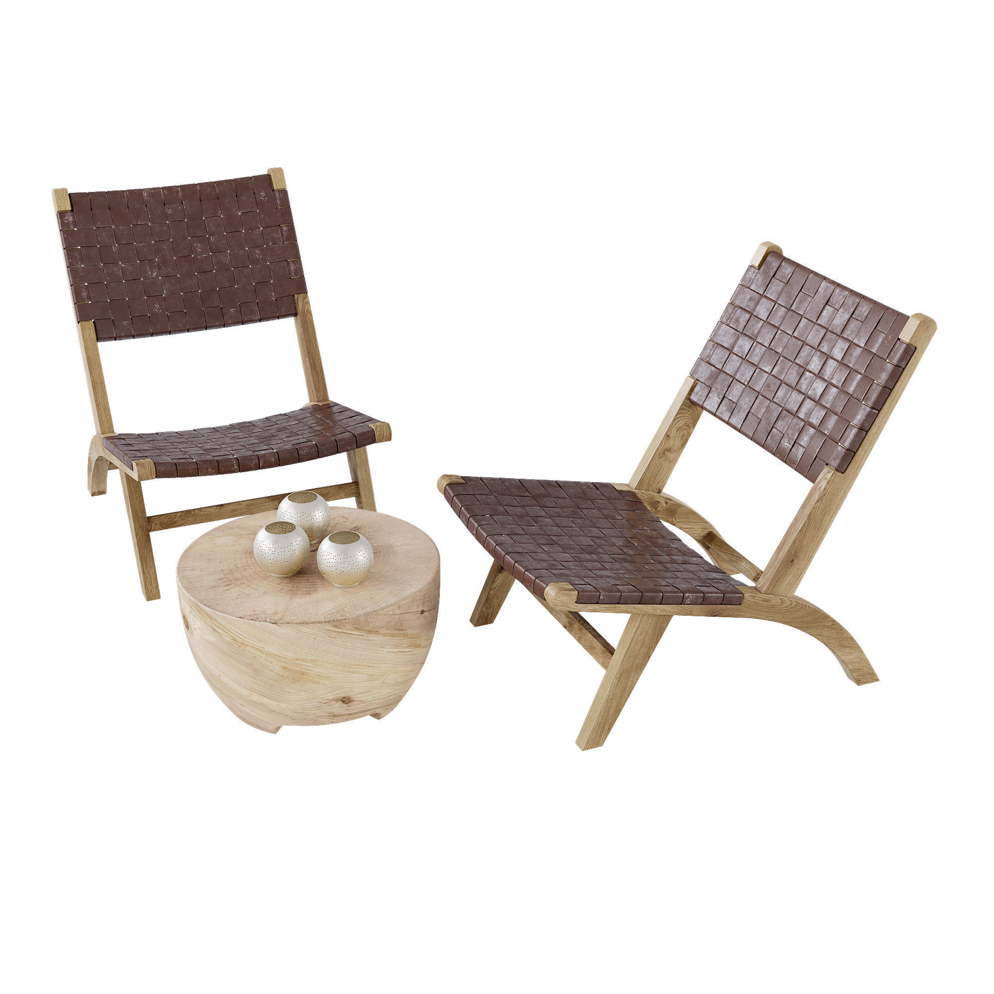 Bali Side Table Low-poly 3D model_3