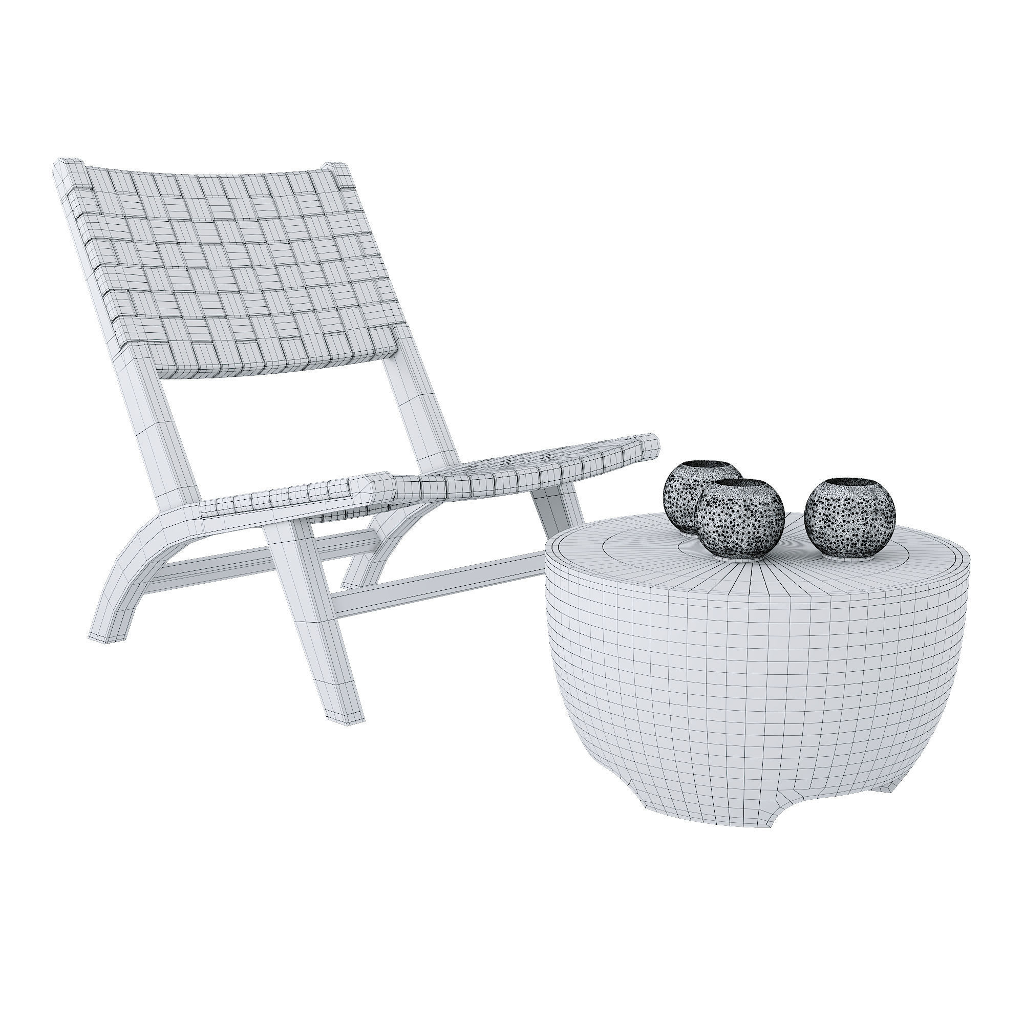 Bali Side Table Low-poly 3D model_1