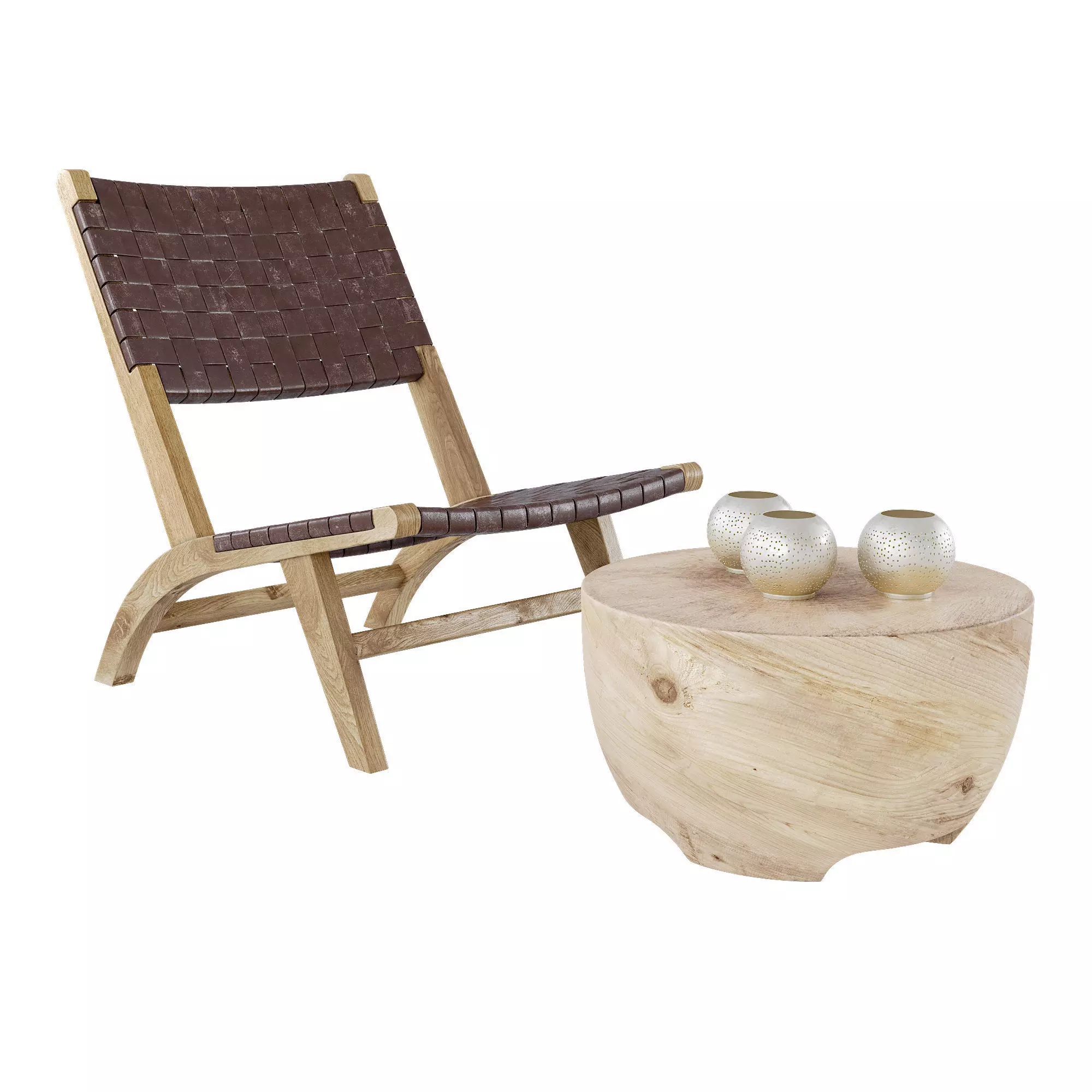 Bali Side Table Low-poly 3D model_0