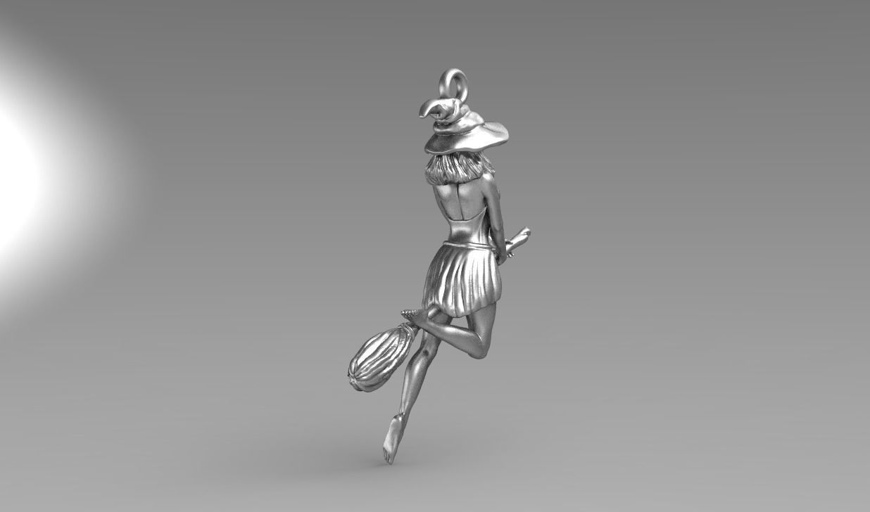 PENDANT FLYING WITCH FULL 3D 3D print model_8
