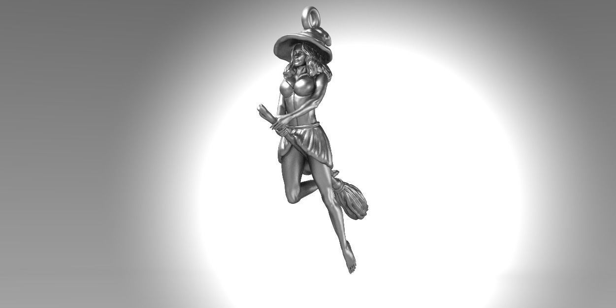 PENDANT FLYING WITCH FULL 3D 3D print model_6
