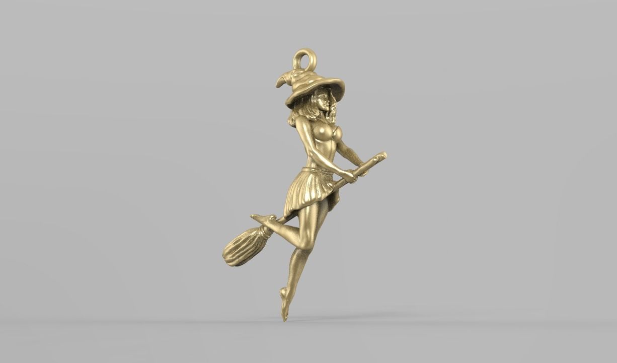 PENDANT FLYING WITCH FULL 3D 3D print model_2