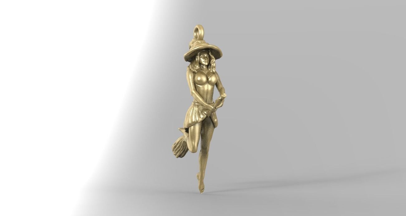 PENDANT FLYING WITCH FULL 3D 3D print model_5