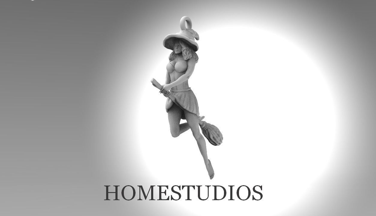 PENDANT FLYING WITCH FULL 3D 3D print model_0