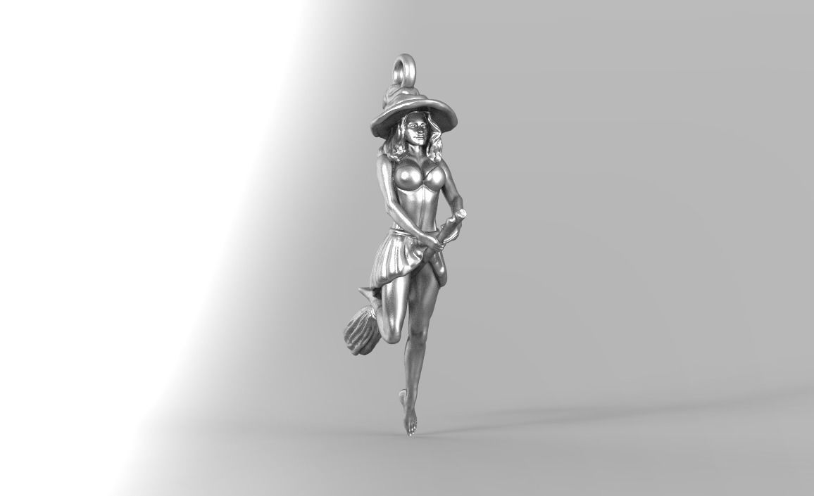 PENDANT FLYING WITCH FULL 3D 3D print model_4