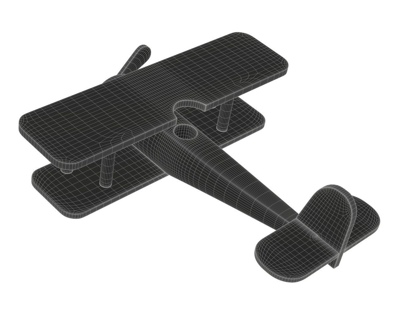 Children airplane made of wood 3D model_8