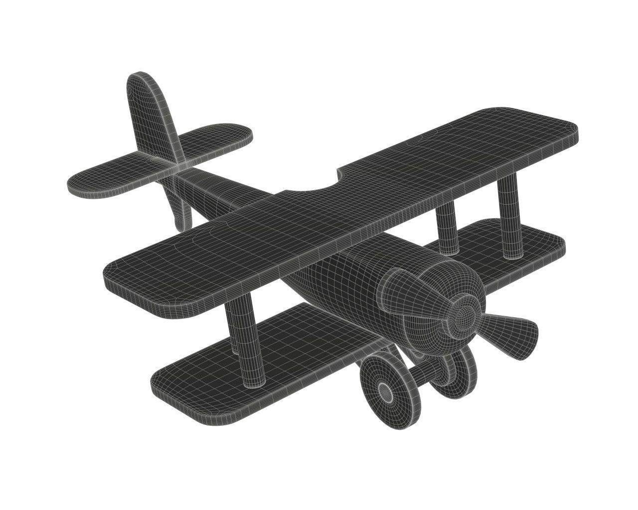 Children airplane made of wood 3D model_6