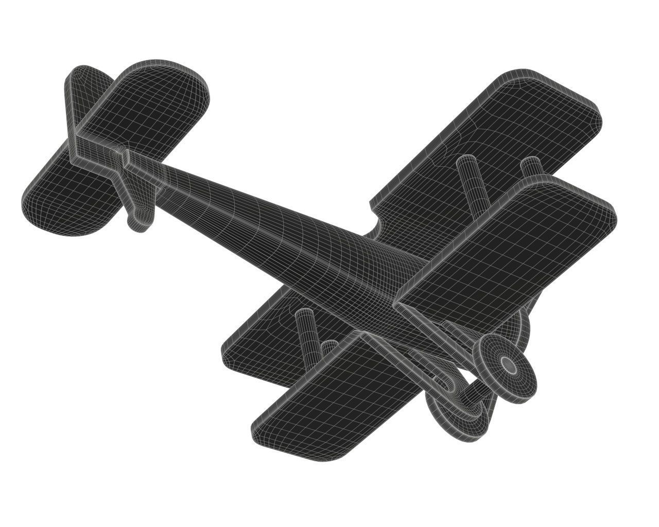Children airplane made of wood 3D model_7