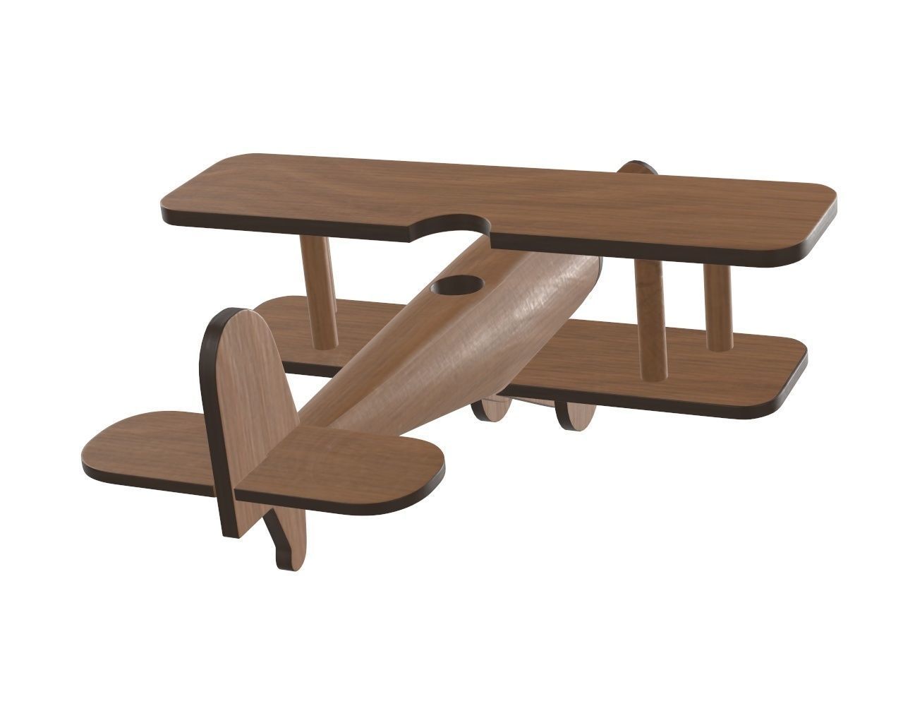 Children airplane made of wood 3D model_3