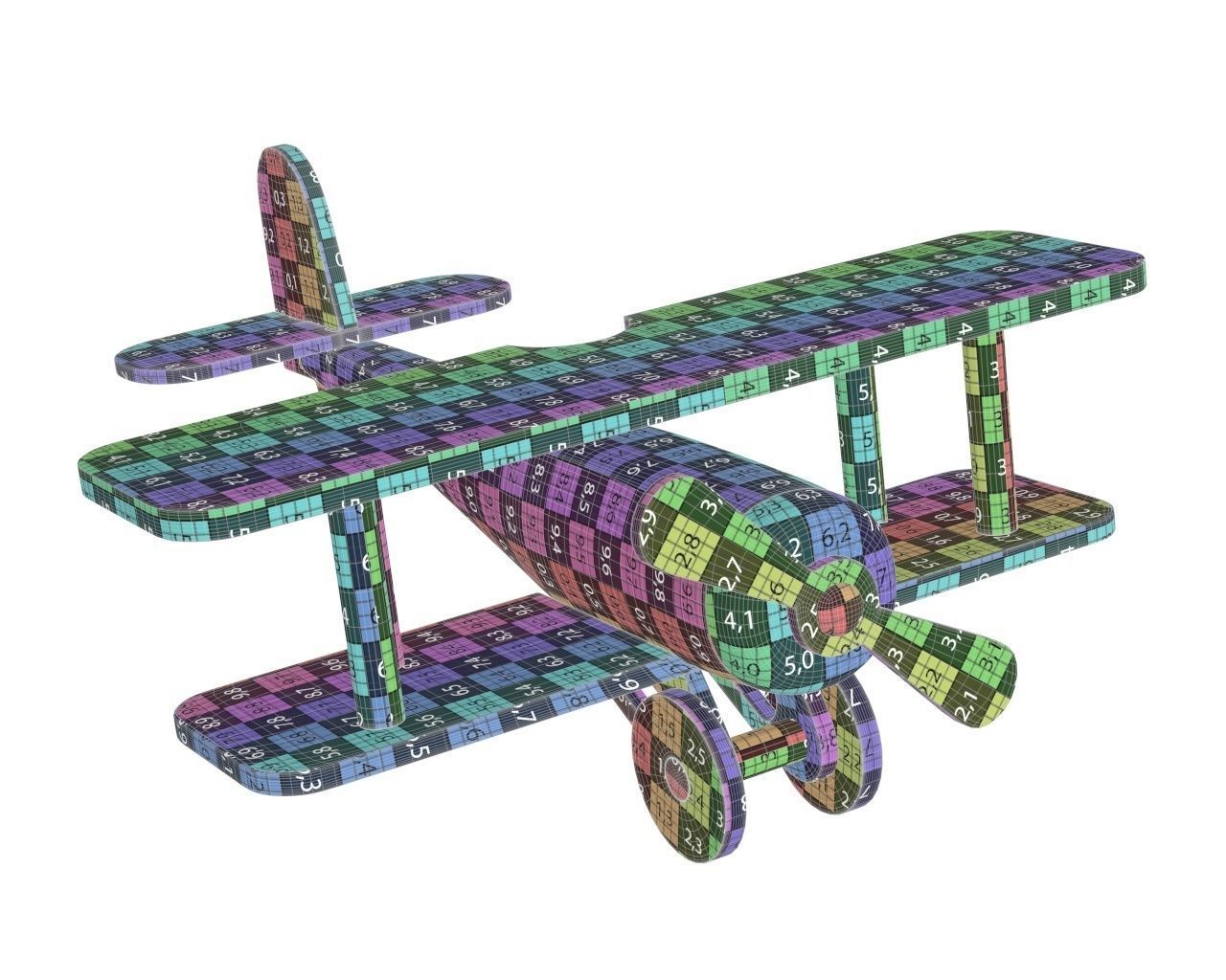 Children airplane made of wood 3D model_9