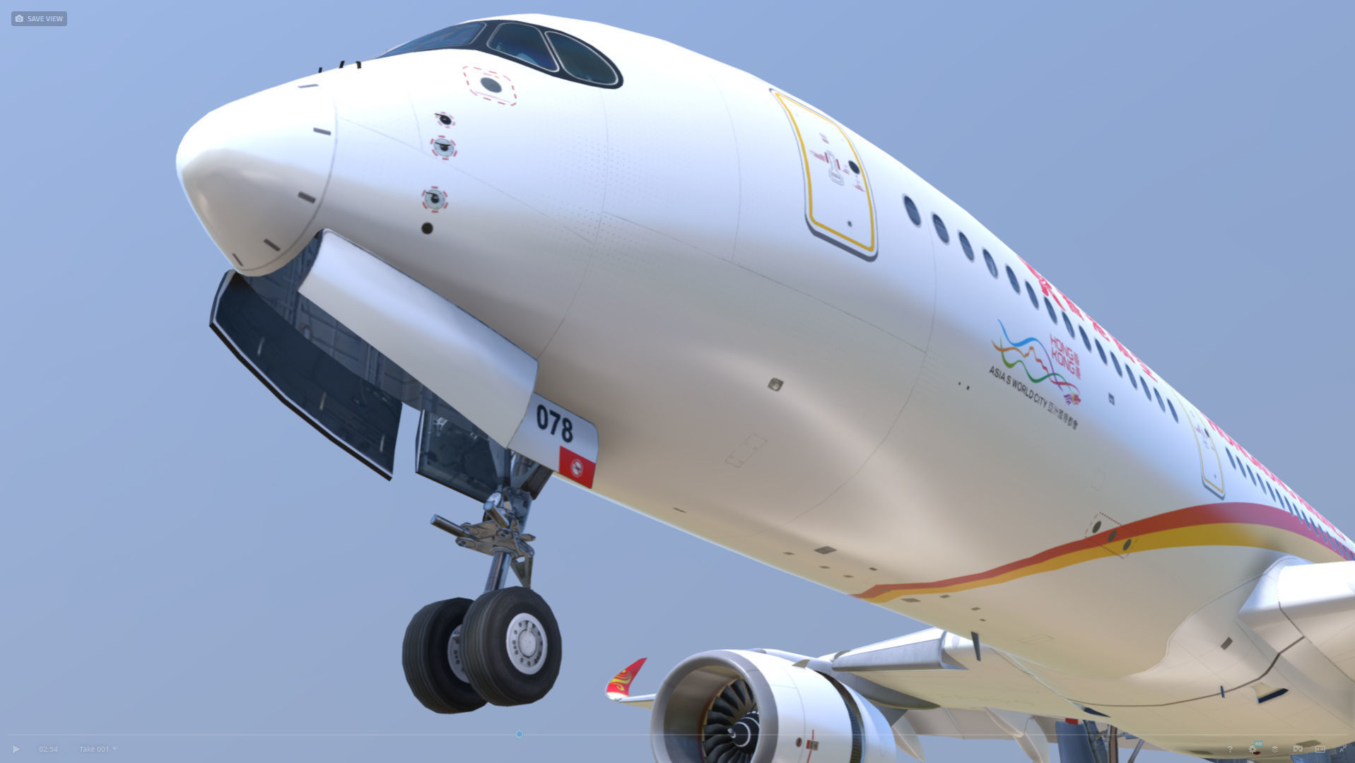 Airbus A350-900 Hong Kong B-LGA livery Low-poly 3D model_8