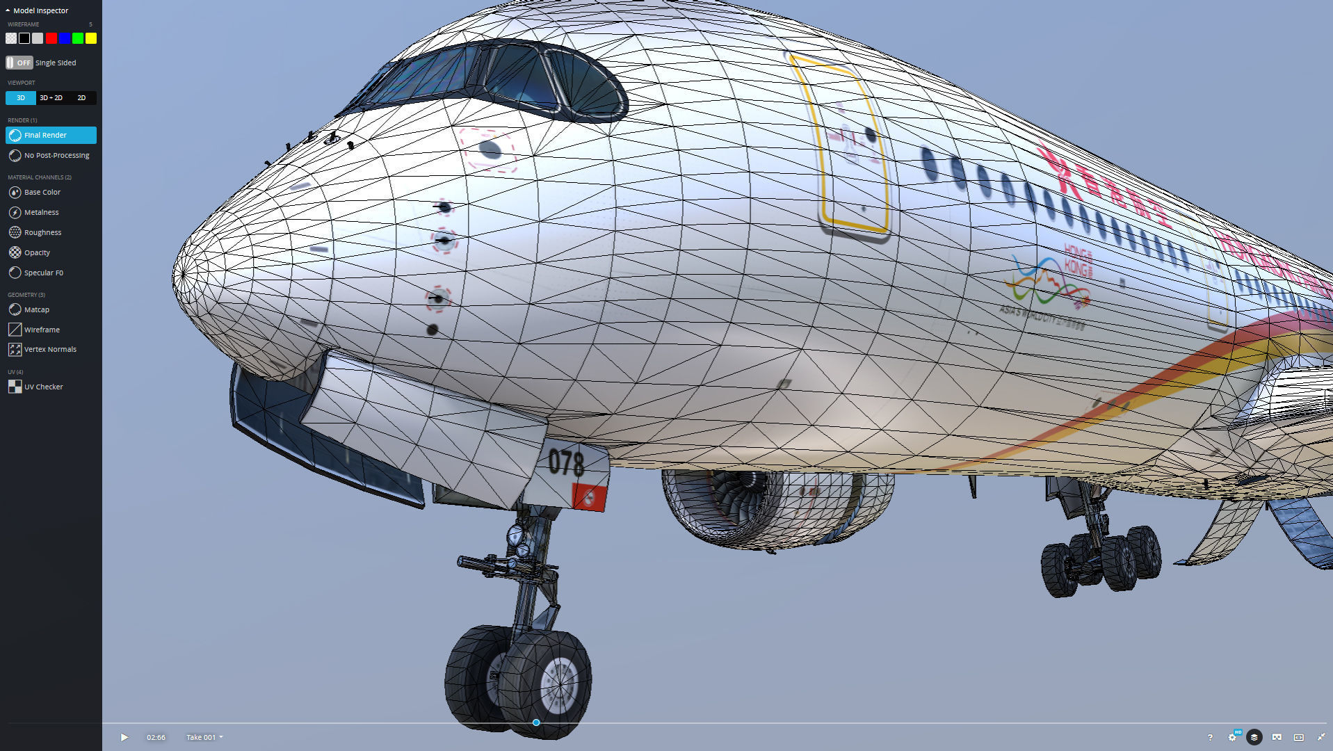 Airbus A350-900 Hong Kong B-LGA livery Low-poly 3D model_15